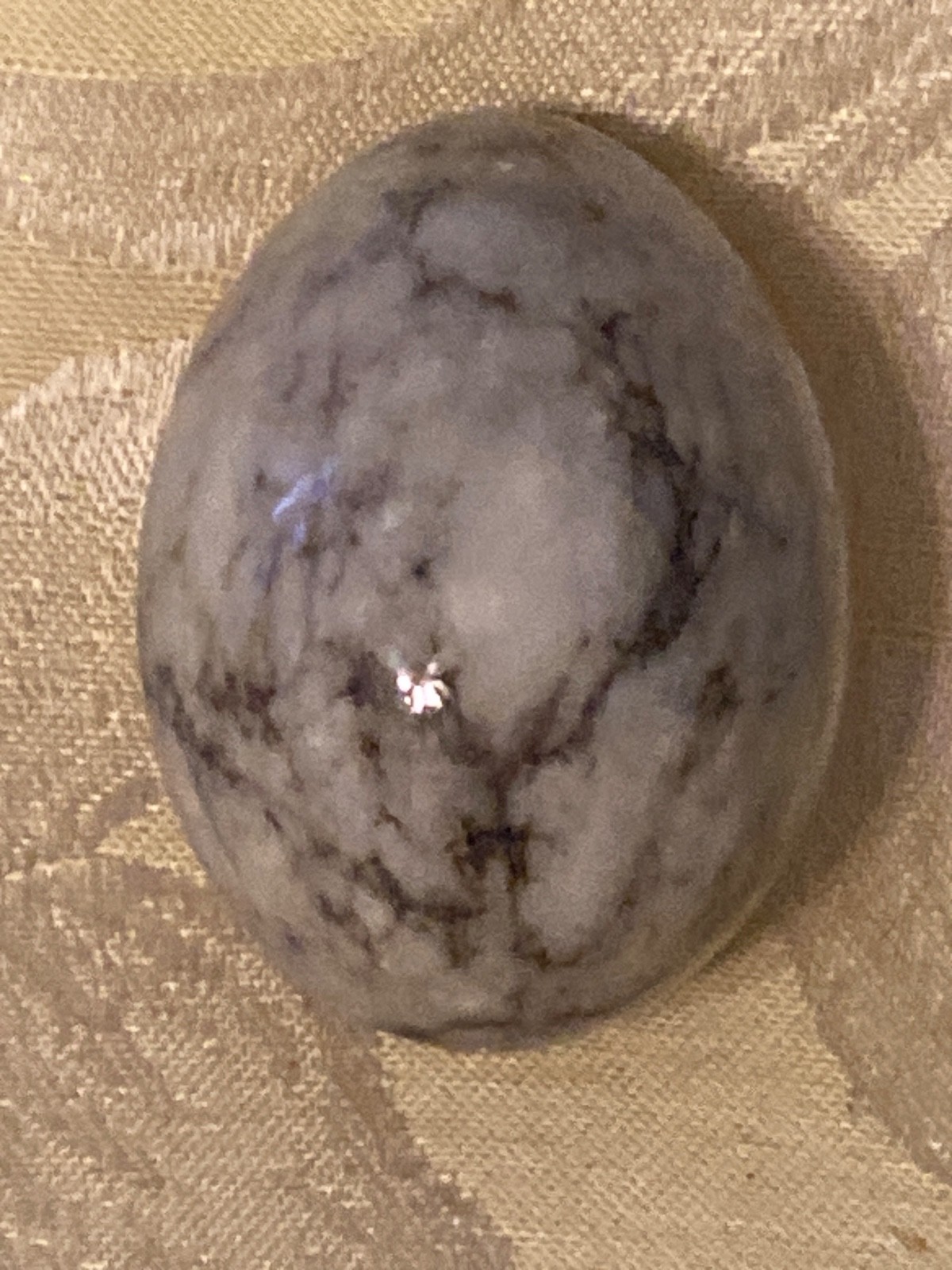 Vintage Alabaster Stone Marble Egg Made In Italy 2.5 x 1.75” grey