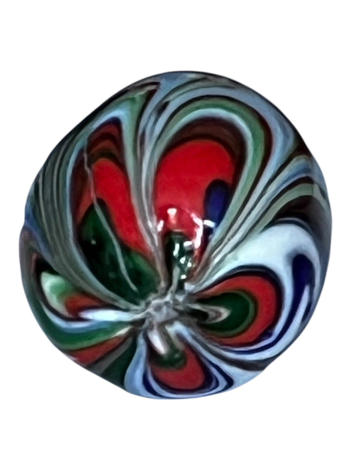 Hand Made Multicolor Twist Swirl Glass Egg Excellent Used Condition 1.25”T 1.5”L