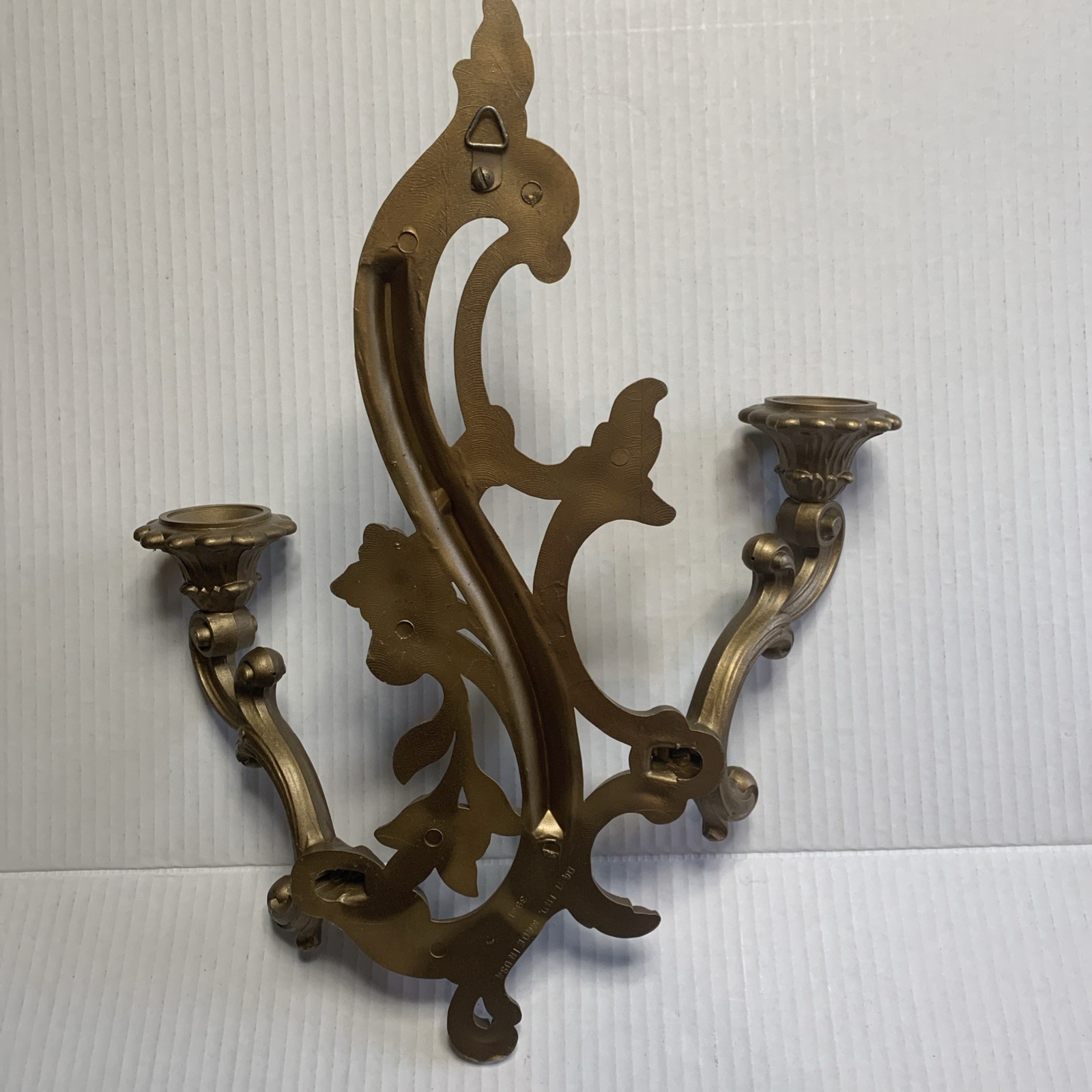 Home Interiors Homco 2 Arm Gold Sconce