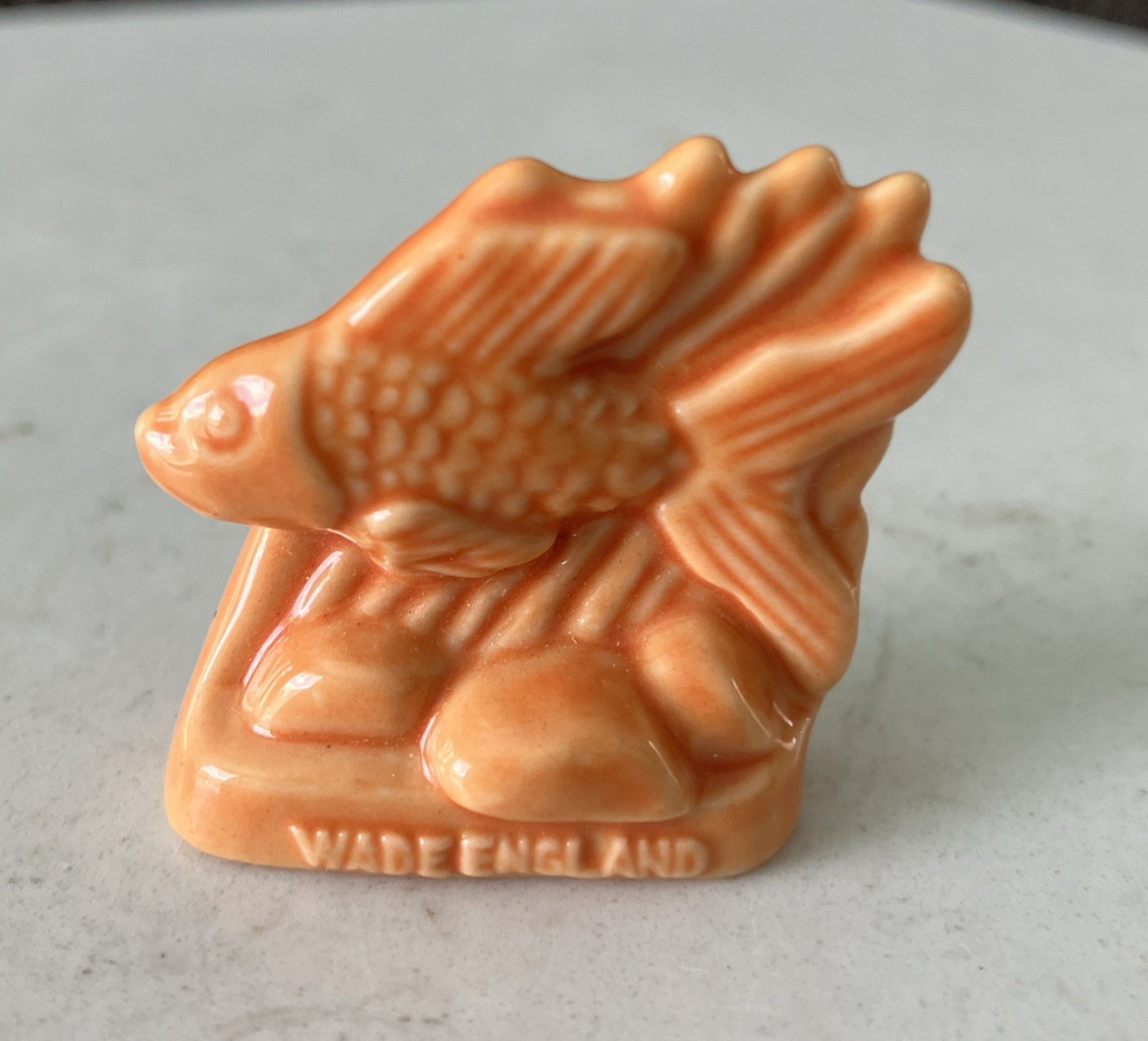 Vintage Red Rose Tea Ceramic Wade Whimsies Orange Fish Figurine 1.25” Tall