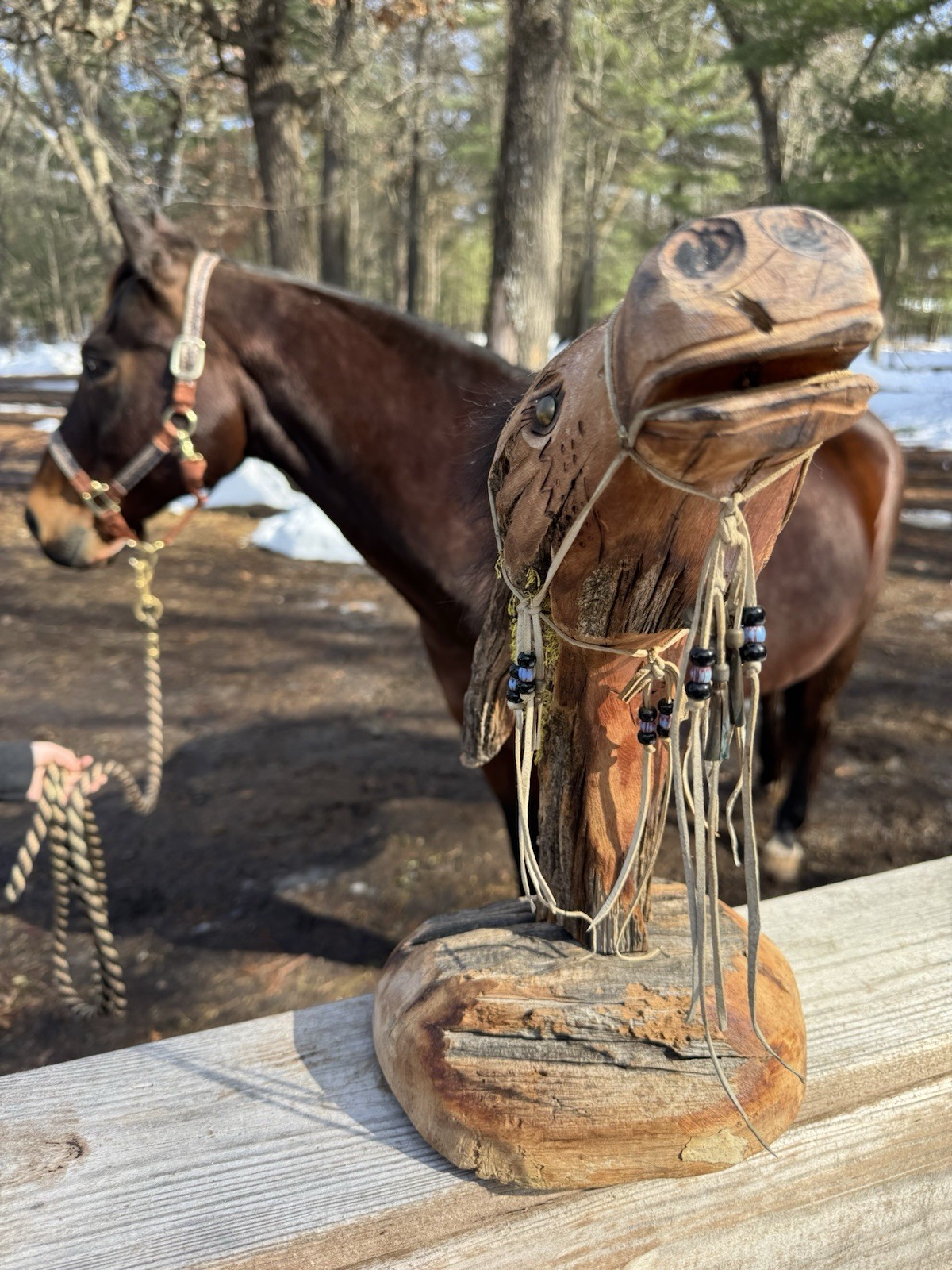 Horse Head Handmade Folk Art Driftwood Mounted Horse Head Native