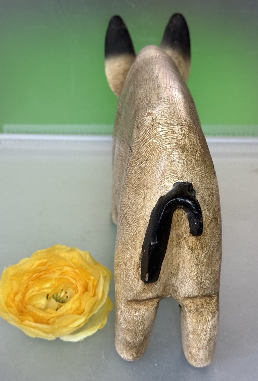 Hand Carved Hand Painted Wood 9.5″ x 6″ Hog Sow Pig Thailand Nice Collectible