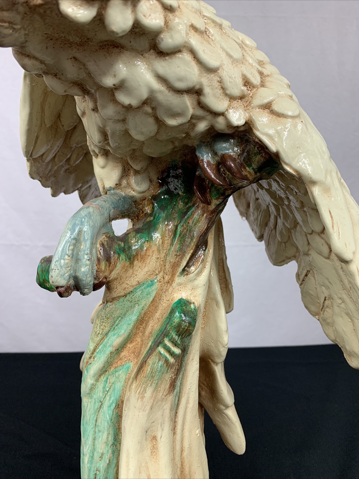 Ceramic Parrot Large Bird 19″ Tall Heavy Vintage Italian Style Flaws See Picture
