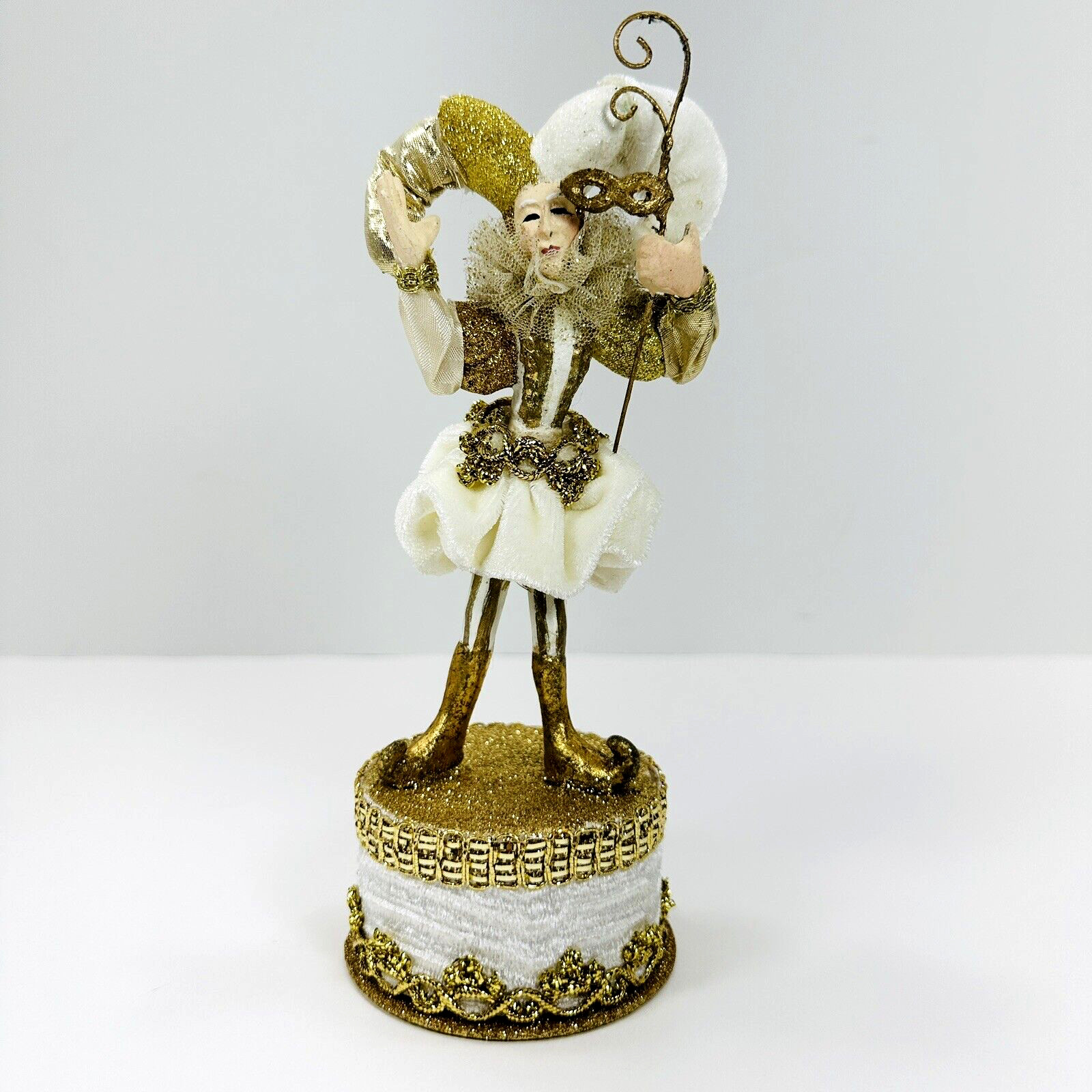 Katherine’s Collection at Silver Lake Gold & Ivory Jester on Round Trinket Box
