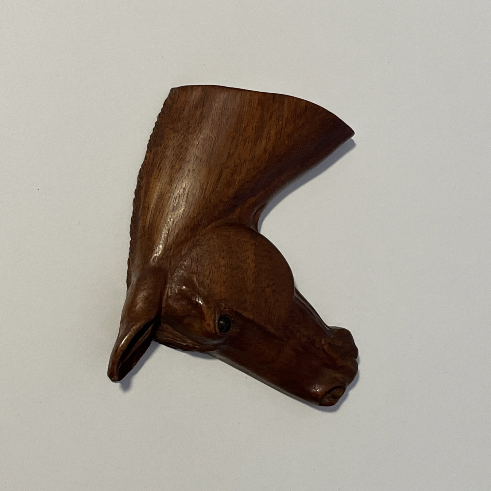 Vintage Small Wood Wall Mount Hanging 3D Brown Horse Head 4.5″W x 4.75″H