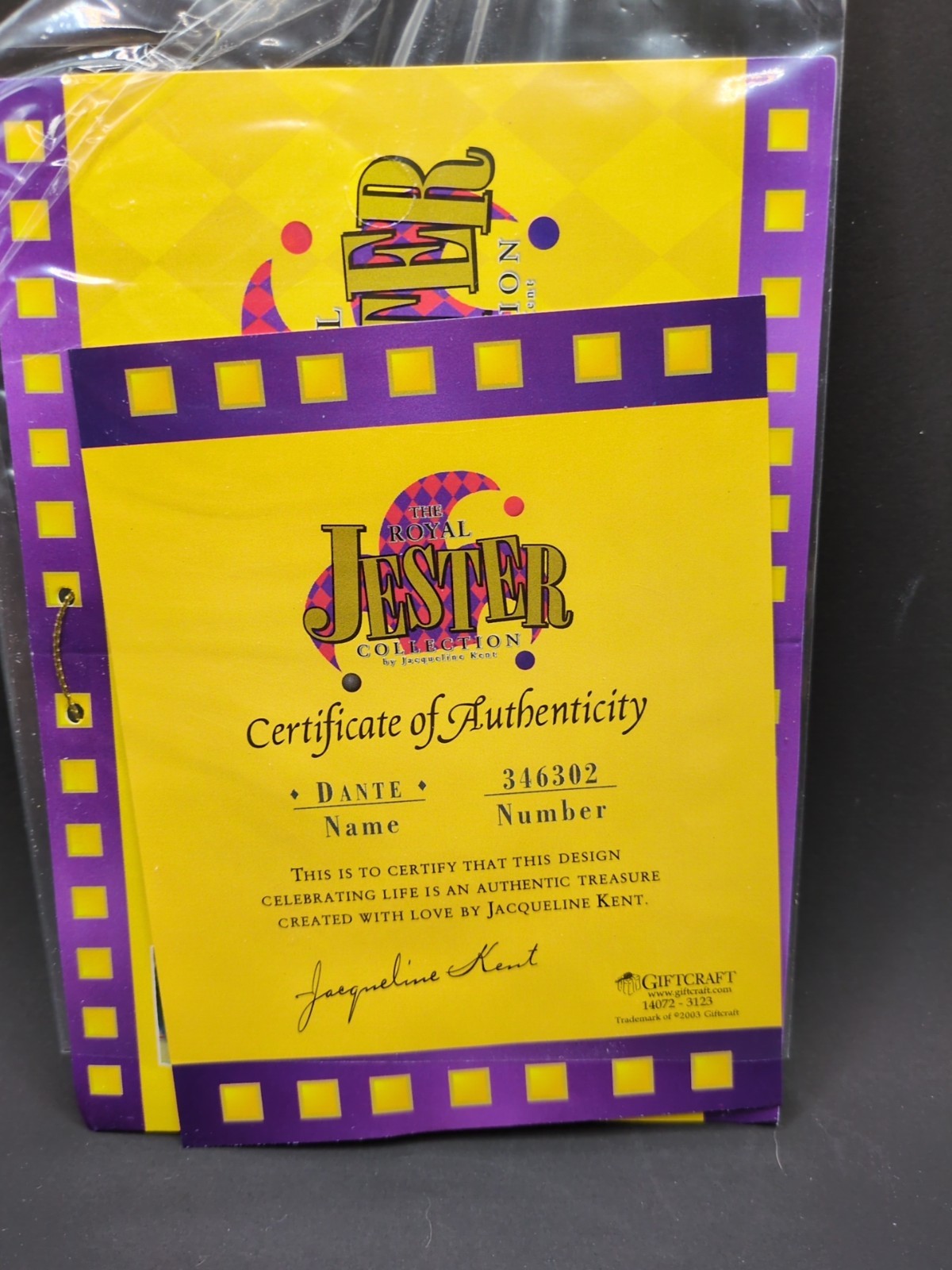 Jacqueline Kent Royal Jester Collection Dante Joker Medieval Renaissance COA NIB