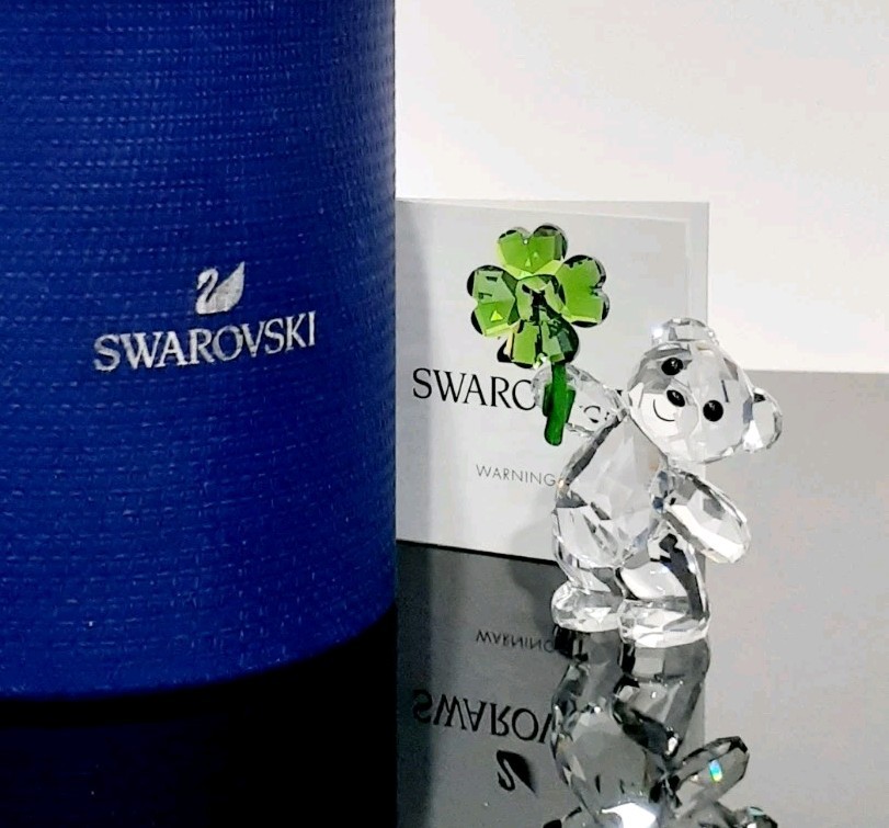 Swarovski Crystal Kris Bear Lucky Charm Four Leaf Clover Rare SEE DESCRIPTION