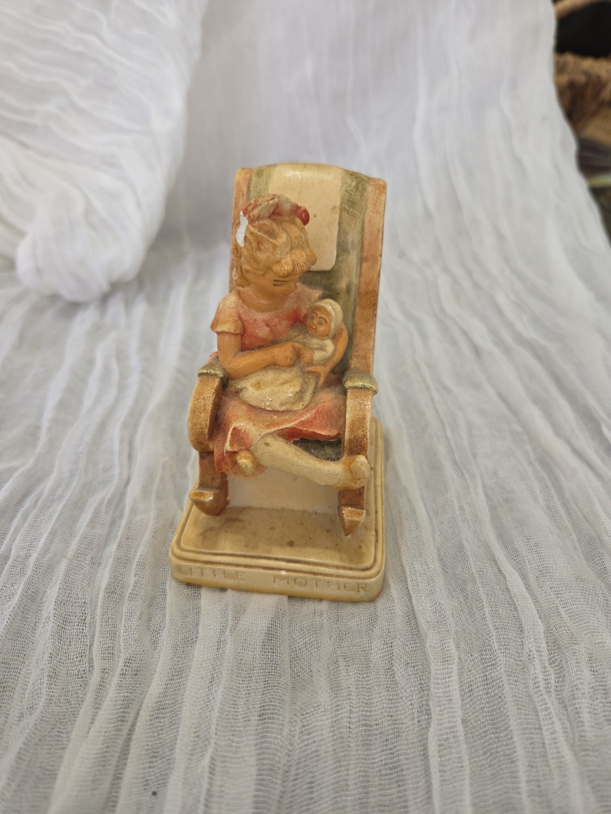 R.W. Baston 1953 Sebastian Miniature Figurine “LITTLE MOTHER” Hand Paint Vintage