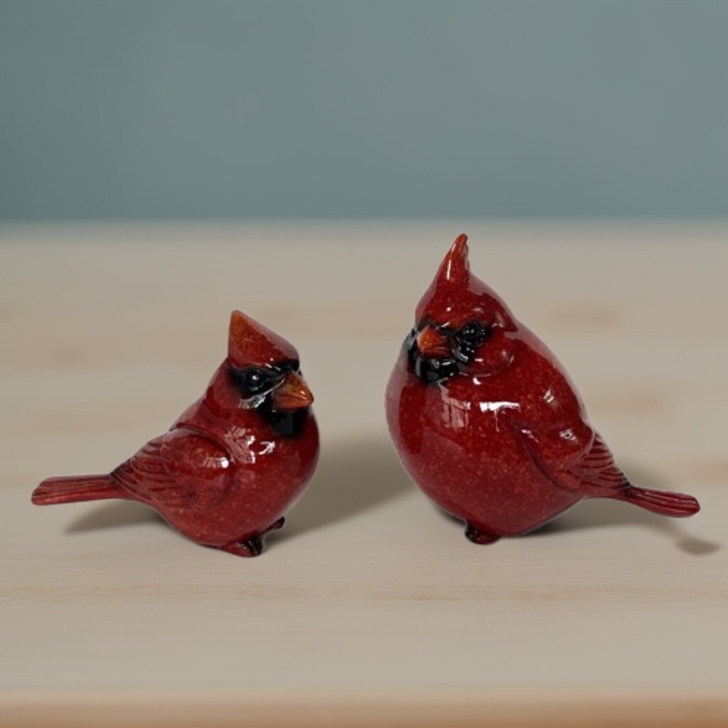 2-PC Set 4″H Cardinal Couple Figurine Ornament Home Decor Unique Gift