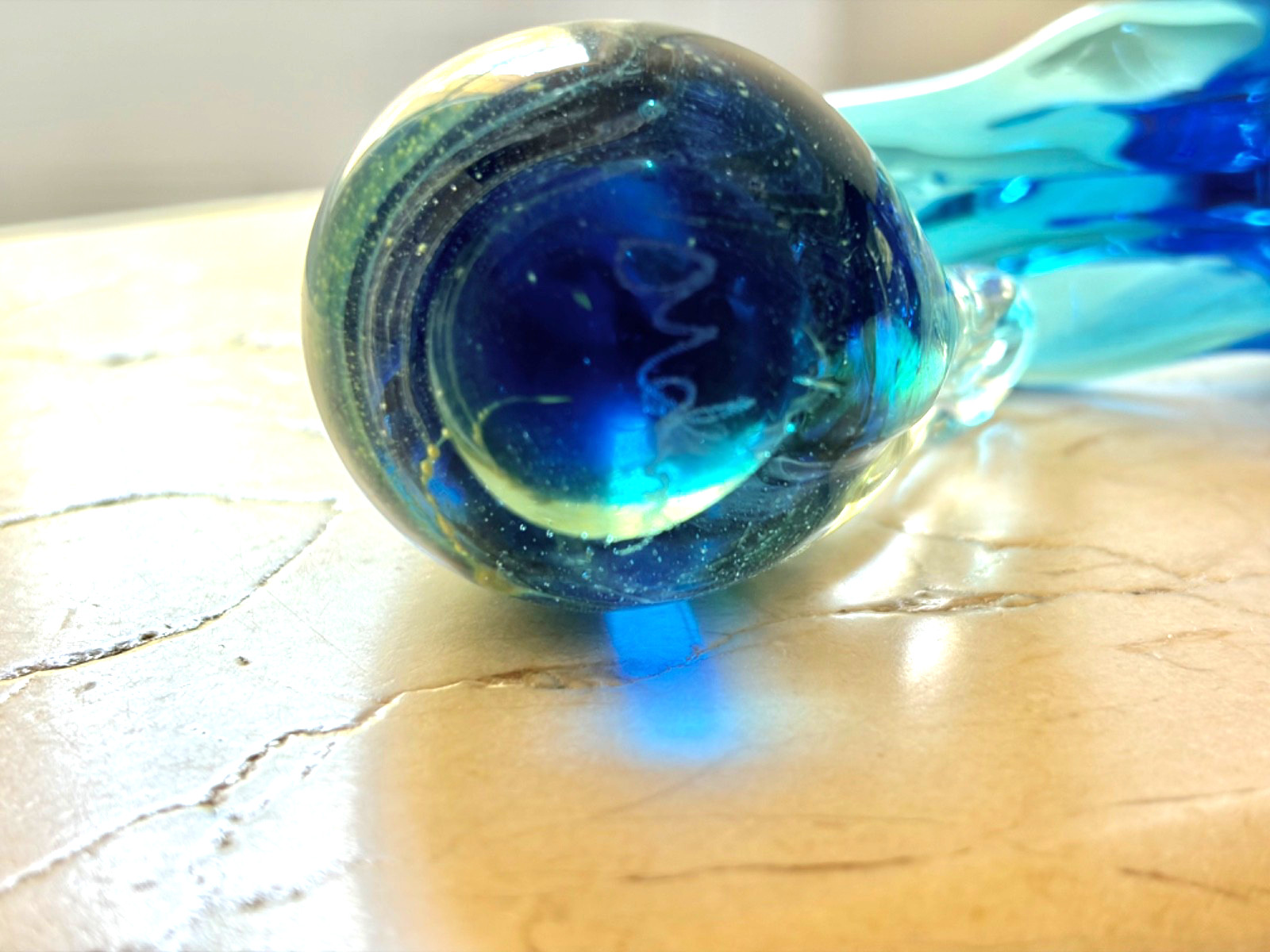 Blue Bird Of Happiness Set Large Leo Ward 1989 & Murano Style Both Signed