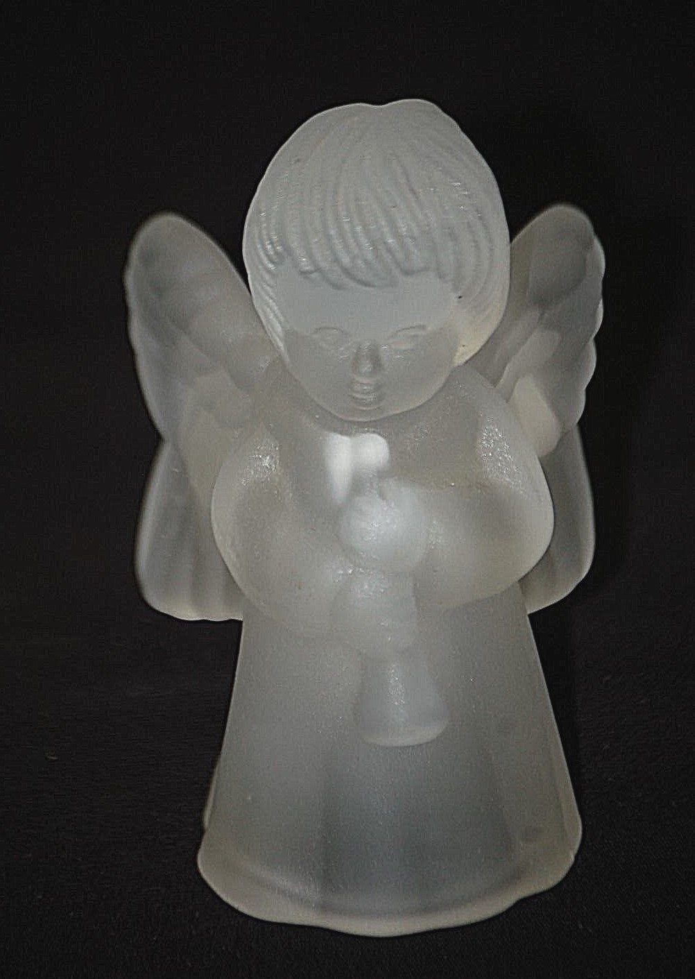 Clear Frosted Angel Horn Figurine Candlestick Candle Holder