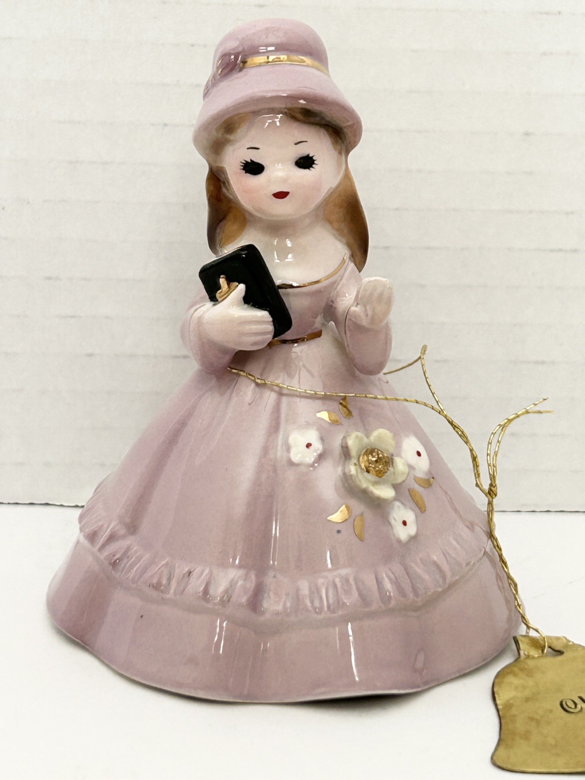 Vtg Josef Originals “Church Belle” Figurine Lavender Dress Bible Hang Tag