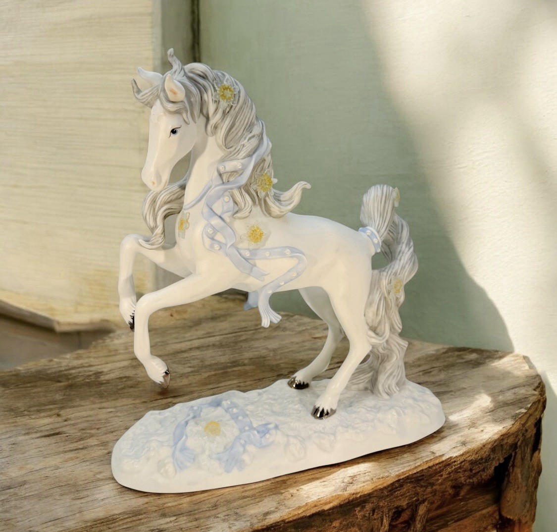Porcelain figurine titled ‘Annual Christmas Unicorn’ by Princeton Gallery
