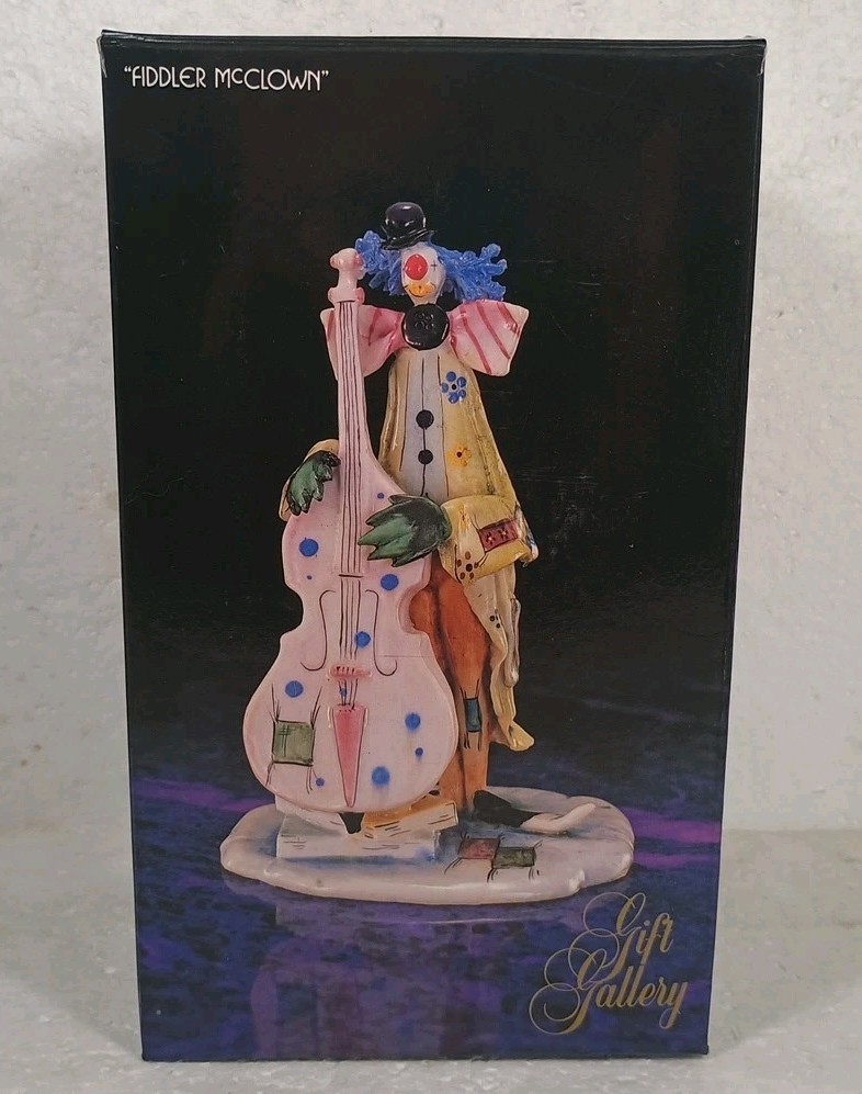 Vintage Gift Gallery Fiddler McClown Figurine 8.5″ Tall In Original Box Flaw