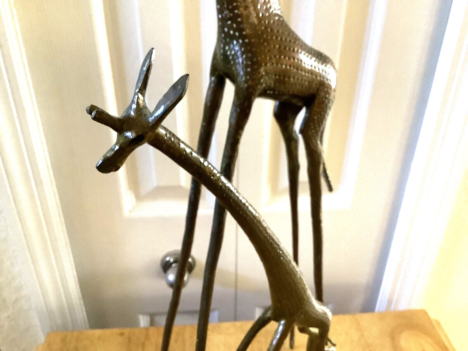 Vintage~ Bronze Mid Century 28″ Giraffe w/15″ Baby Giraffe~ Bronze Figurines