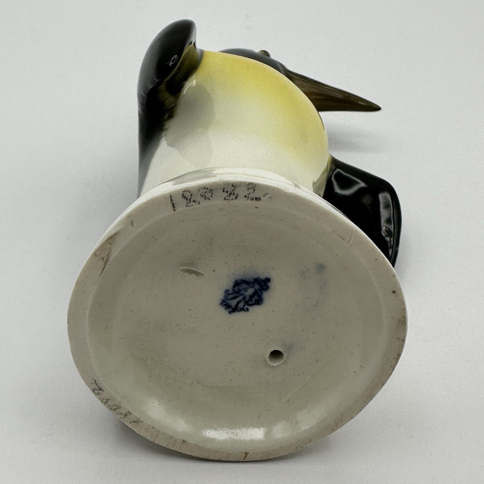 Porcelain Penguin Figurine, by Aelteste Volkstedt, made in Germany, Backstamp