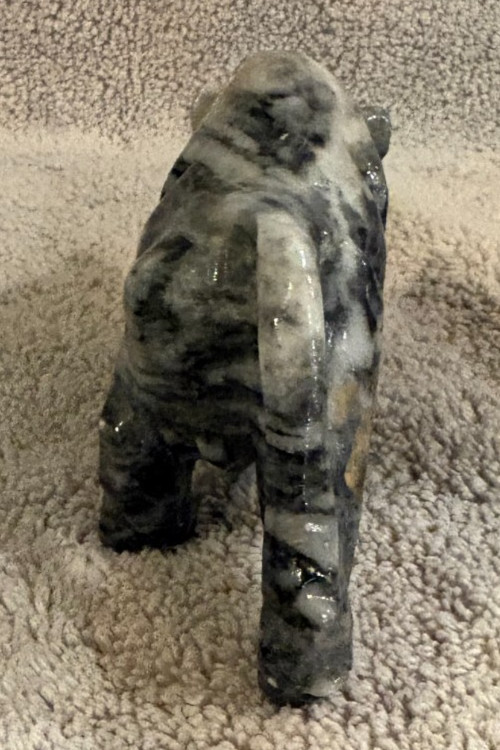 Vintage Gray Onyx Stone Bull – Charging gray bull