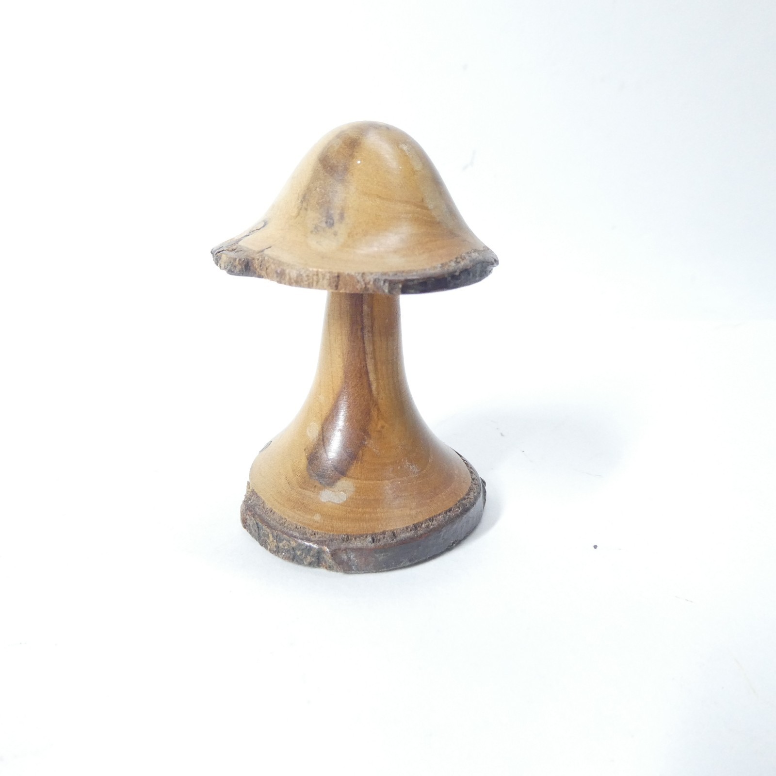 Handmade Mushroom Turned Wood Toadstool Figurine Vintage 1970s Hippie