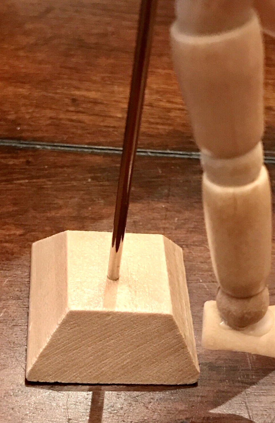 Wooden Articulated Posable Man Figure On Stand 5-3/8″