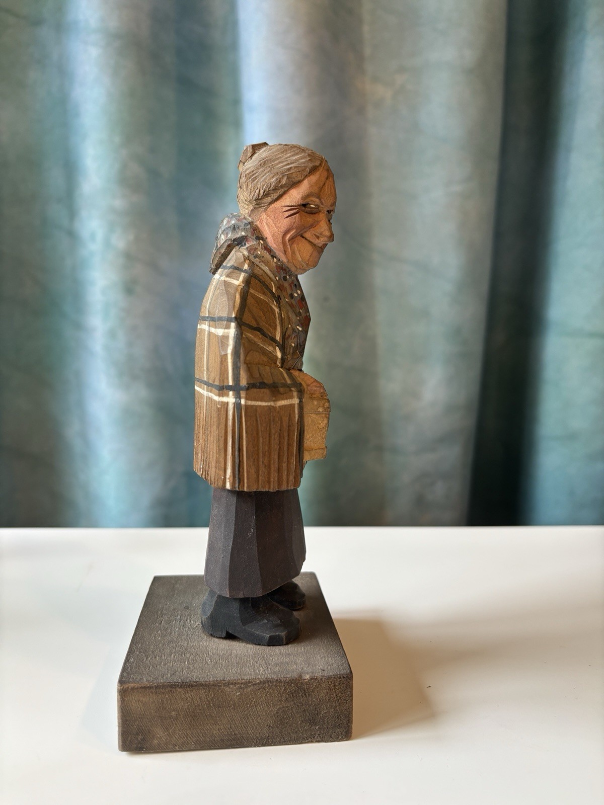 Vintage Carl Johan Trygg Hand Carved Elderly Woman Signed Figure Amazing Piece