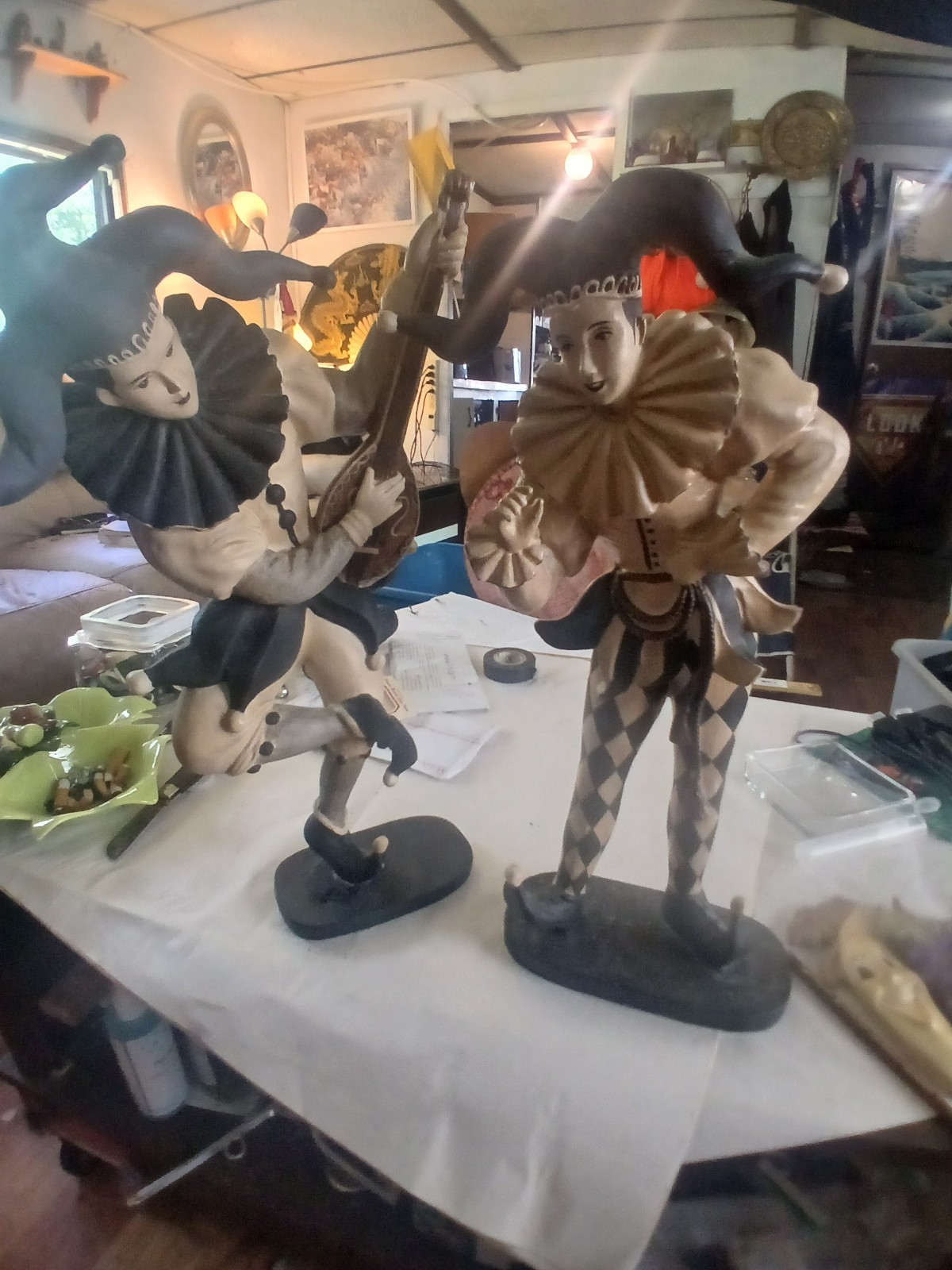 Vintage Harlequin Jester Figurines Pair 17″ Made in Philippines Model 108H –…