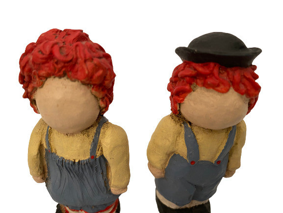 Raggedy Ann & Raggedy Andy Faceless Americana 3″ Composite Figurines Vtg 1990