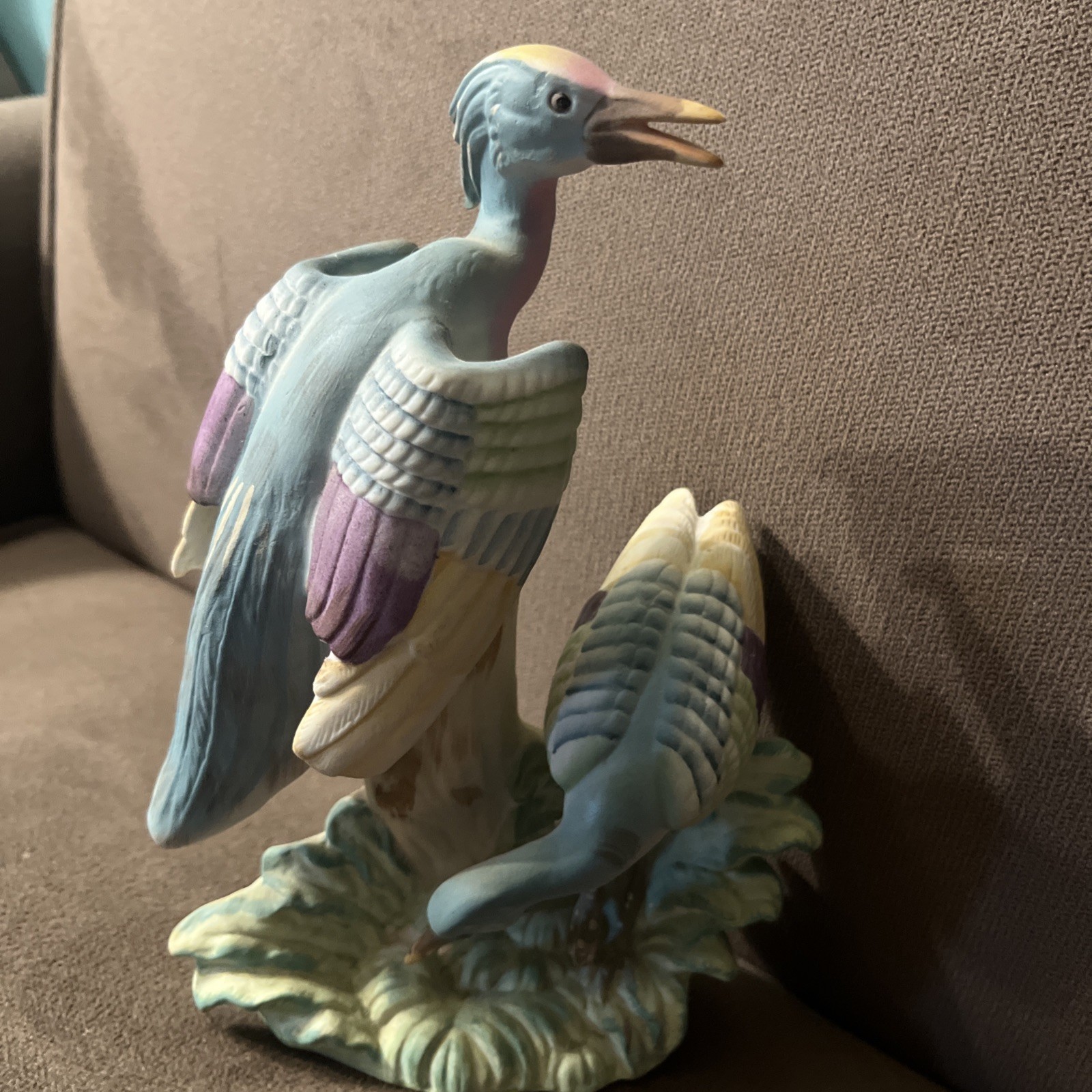 Ucagco Japan MCM Sculpture Home Deco 2 Cranes 8.5” Tall Waterfowl Heron Pastels