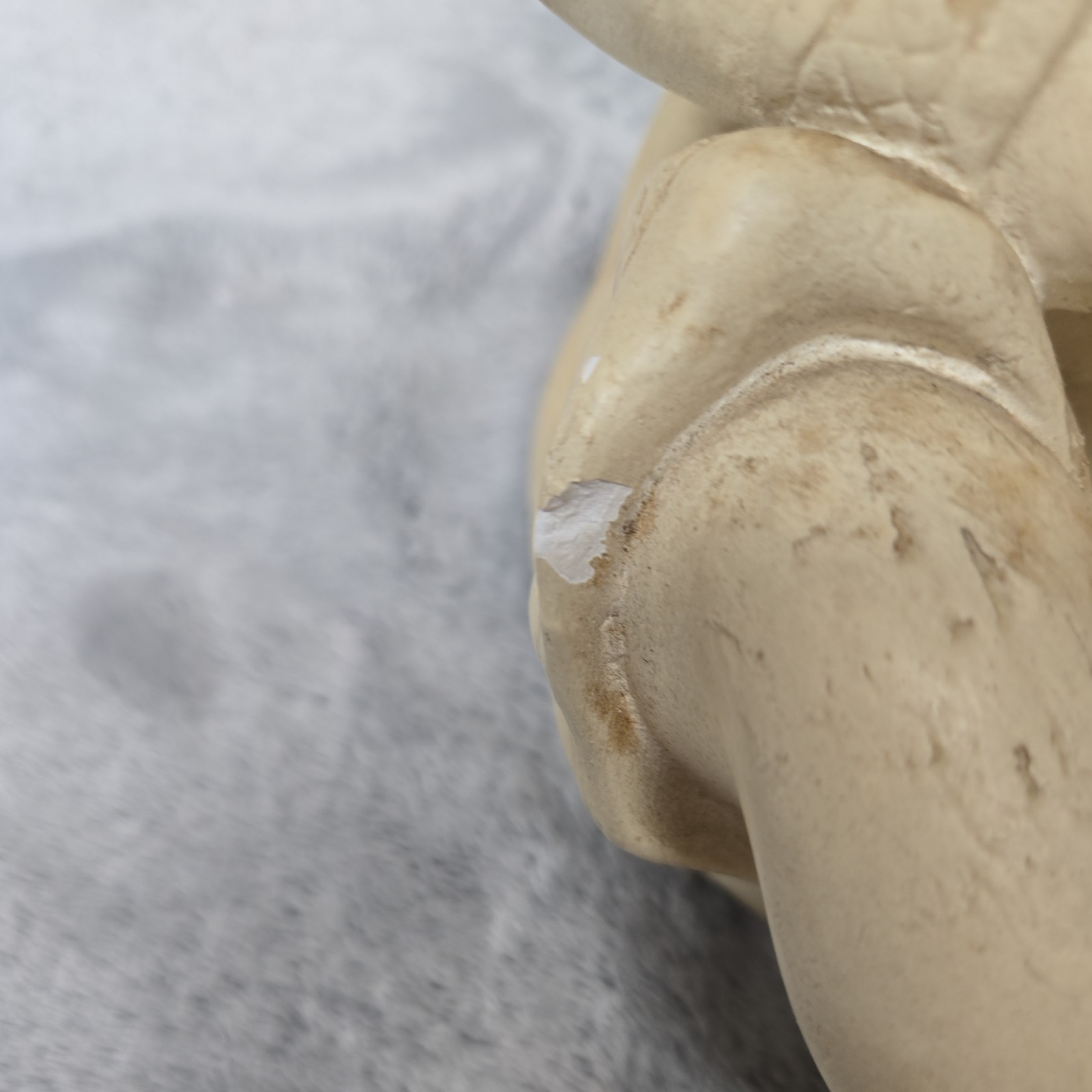Pair Of Antique Chalkware Plaster Babies Girl/ Boy Alabaster