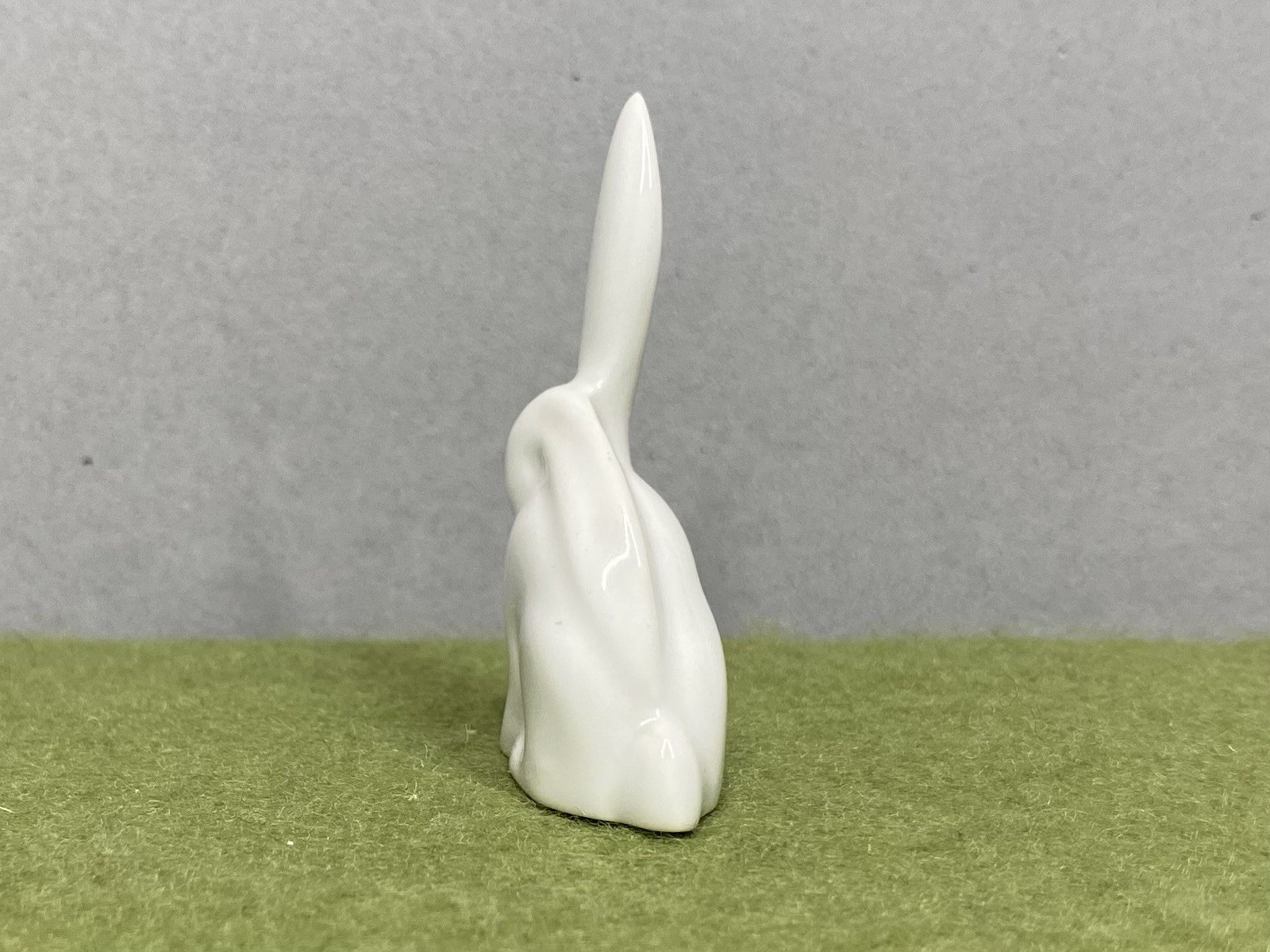 Herend Long Eared One Ear Up And One Down White Bunny with Red Eyes 2.25 in High