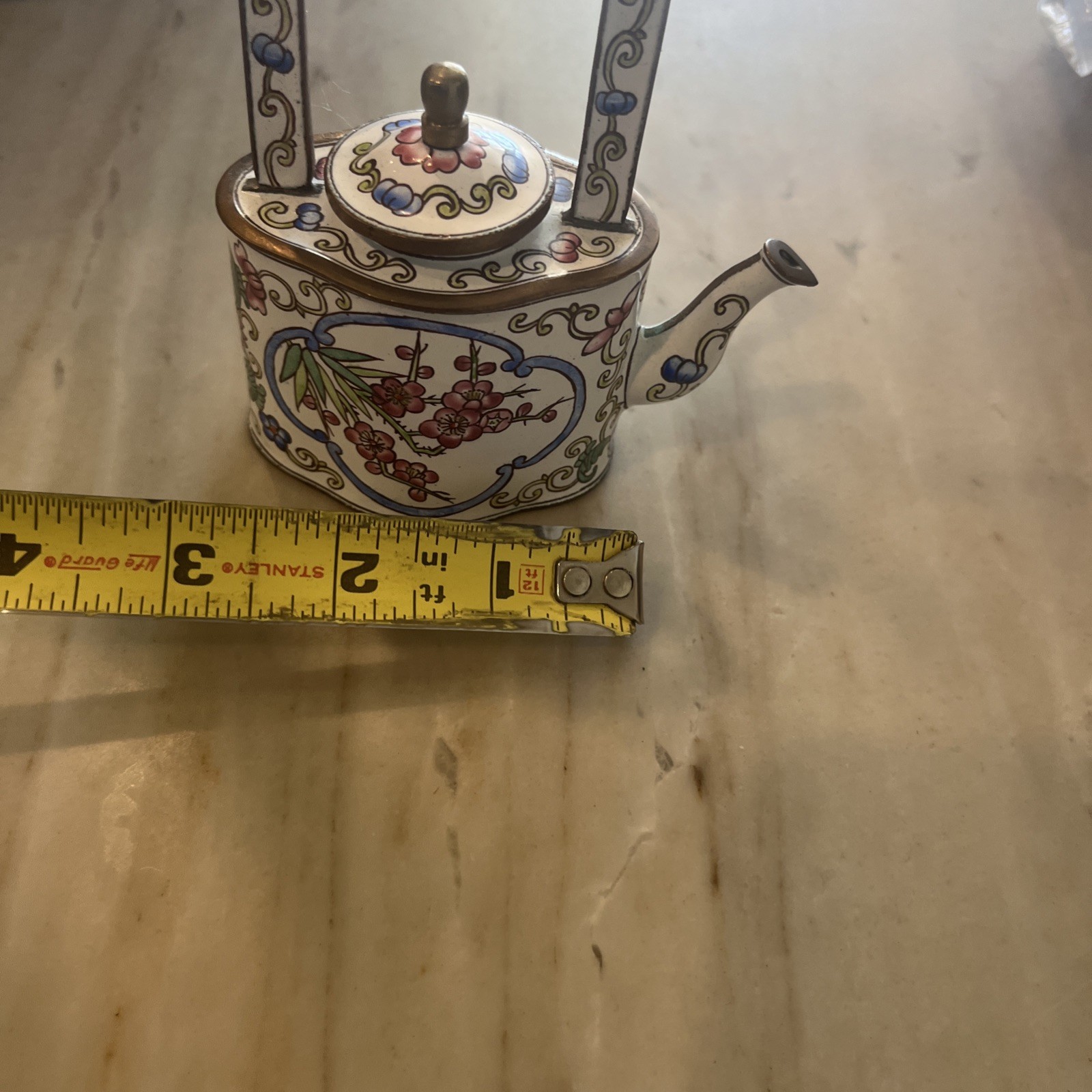 KELVIN CHEN Enamel Copper Handpainted Mini Teapot 57 Floral