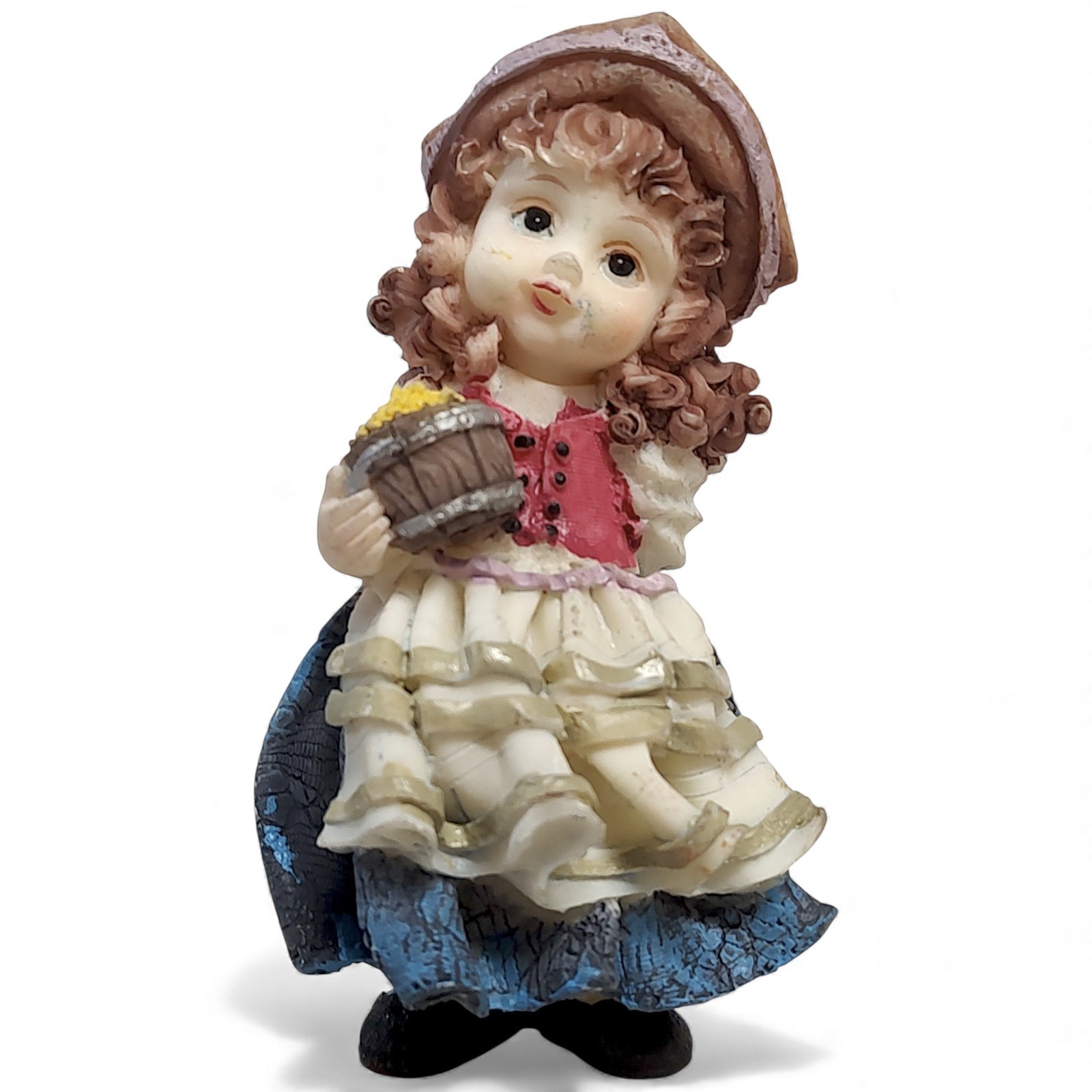 Vintage Central European Alpine Style Girl Ceramic Figurine 3.5″
