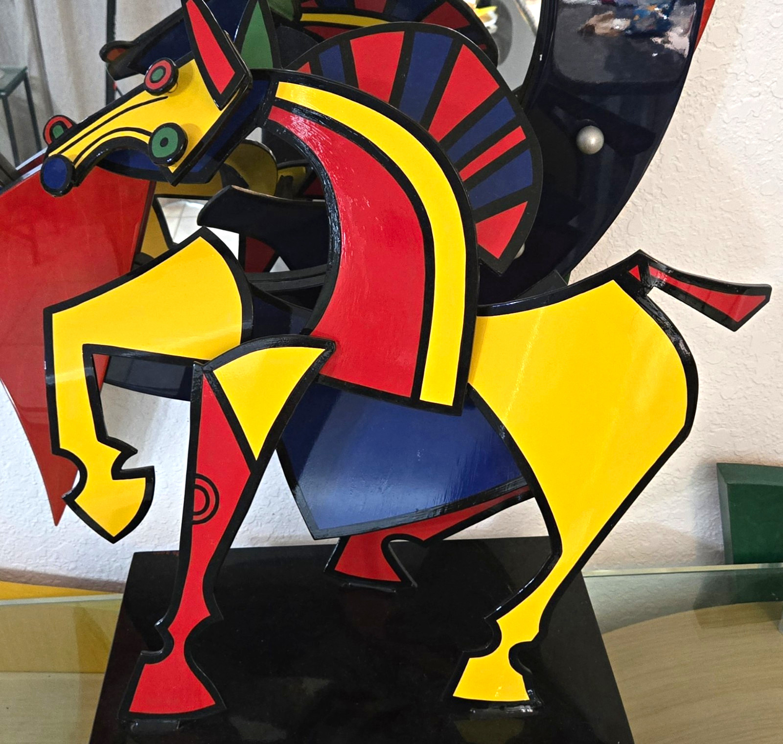 J. Meerbott Signed Contemporary Metal Horse Sculpture 2000 Modern Abstract Art