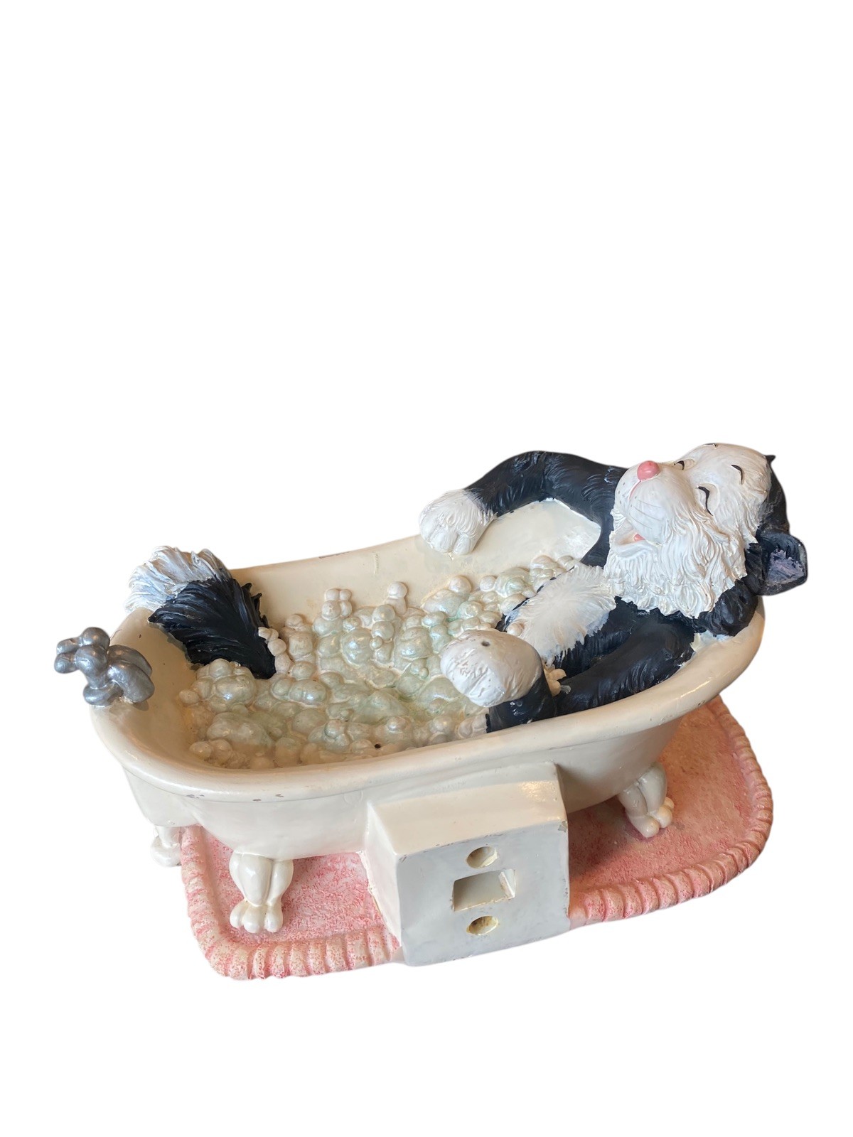 VTG Cat In Tub Resin Decorative Figure Bathroom Decor