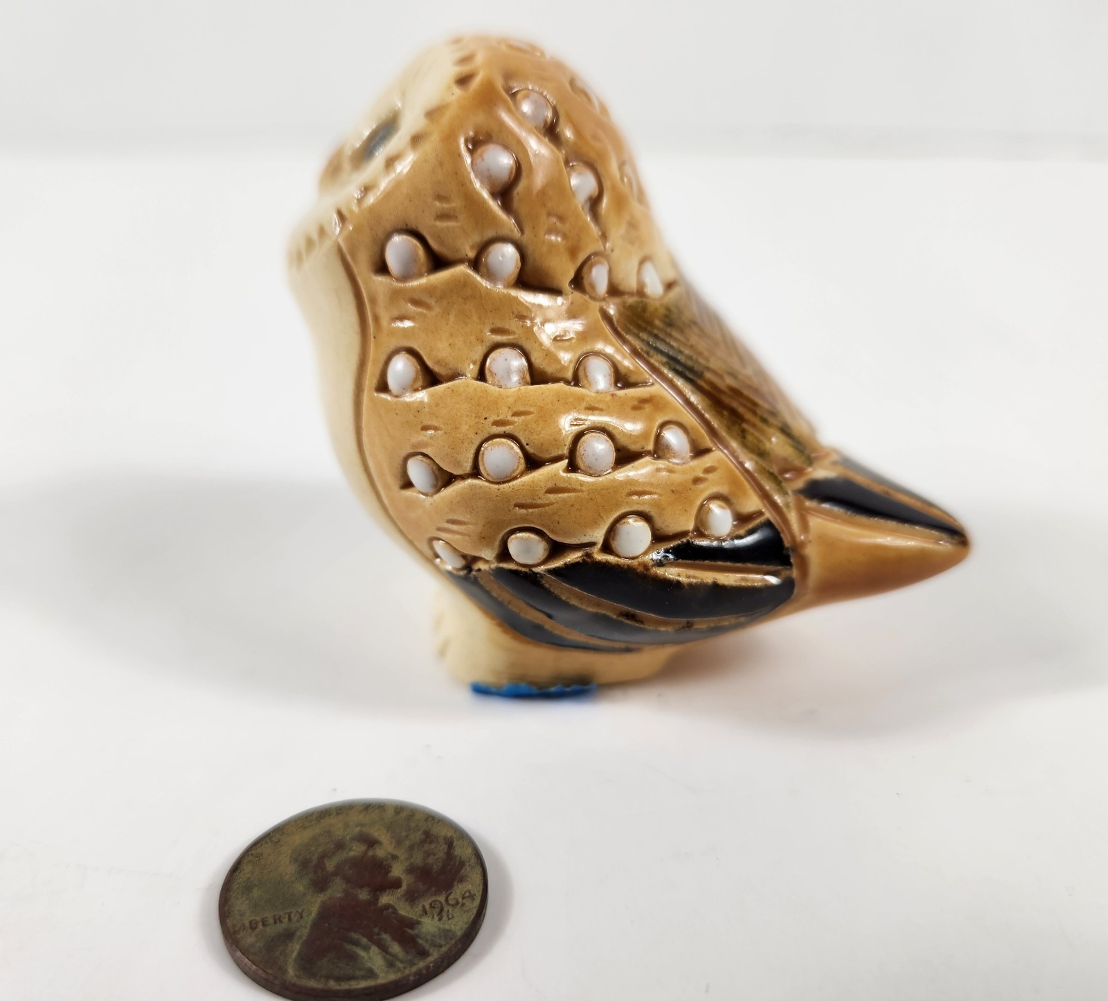 Owl Hand Made Uruguay Signed Glazed Over Clay EXCELLENT Small