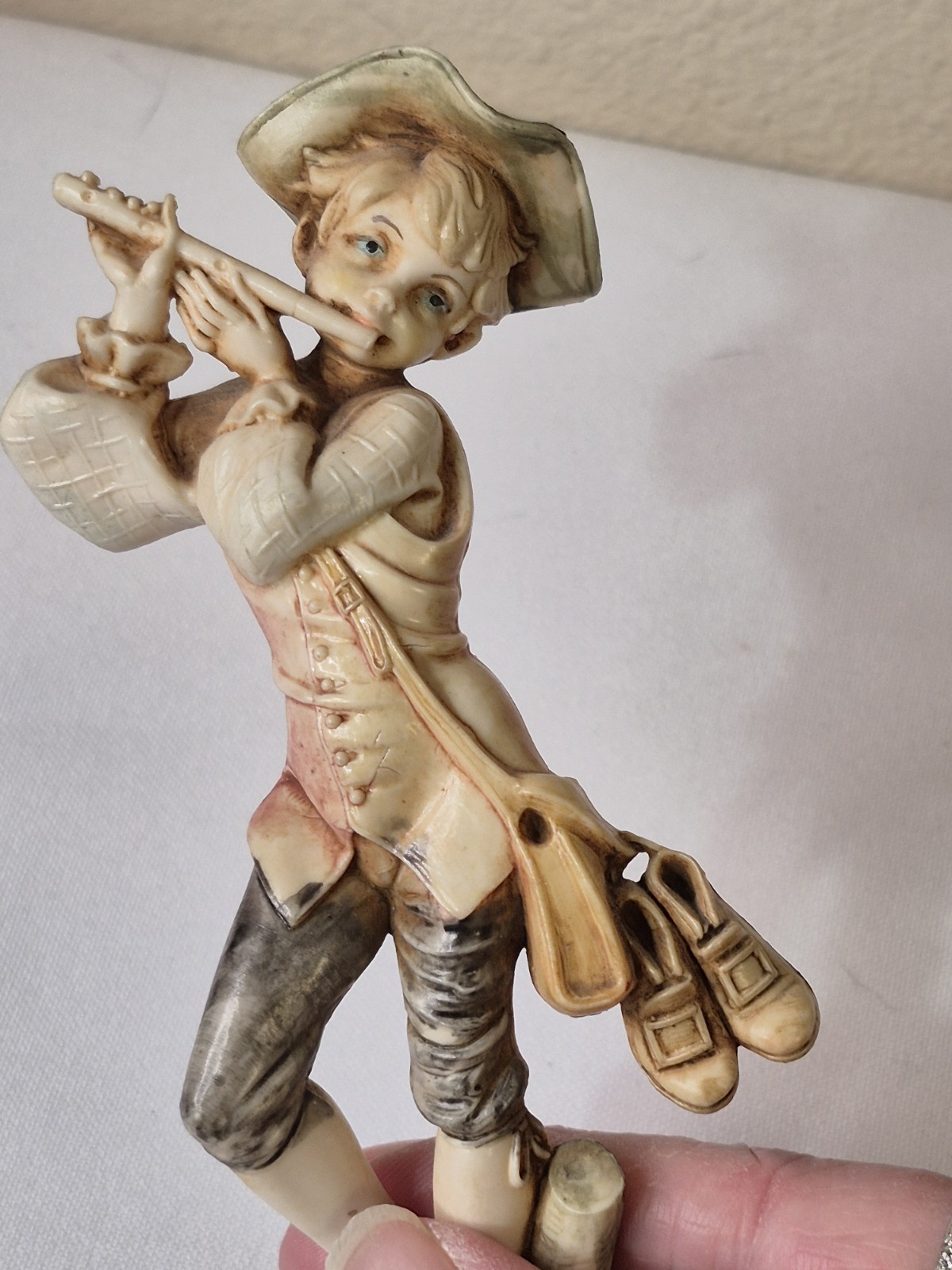 Fontanini Boy With Flute Figurine Depose Italy Spider Mark #279 Vintage