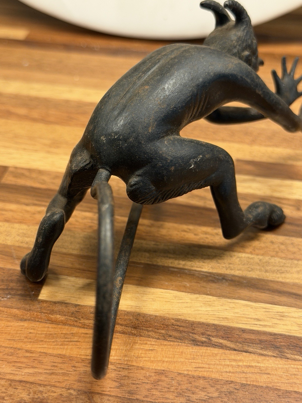 Vintage USSR Cast Iron Fighting The Devil Sculpture Statue Figure Kasli