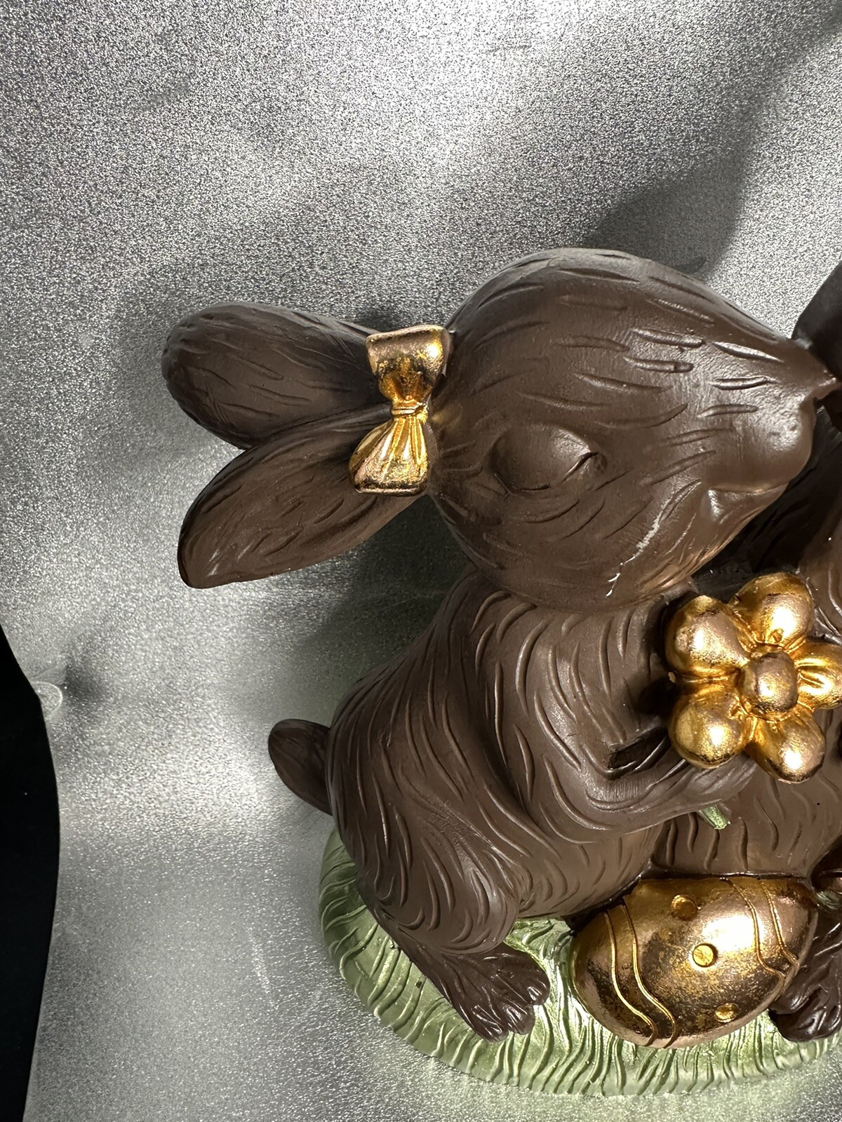LARGE Easter Chocolate bunnies Golden eggs statue figurine Martha Stewart