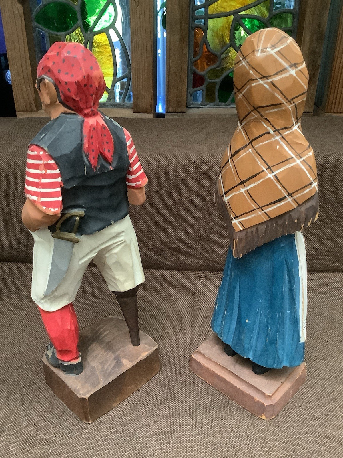 Sarah And Her Pirate Friend, Hand Carved Wooden Figures From The Hannah Family
