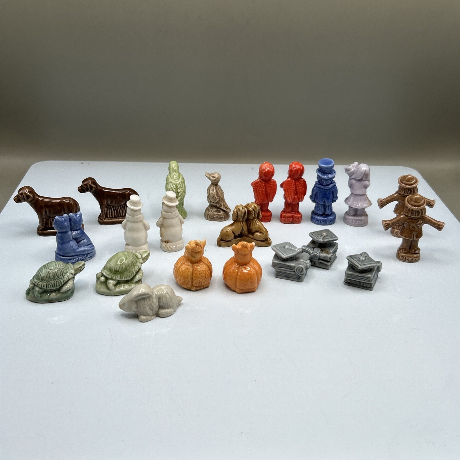 Wade Whimsies Ceramic Tea Figurine Large Lot of 22 Miniature England Vintage