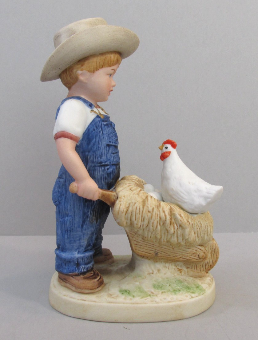 Set of 2 Homco/Home Interiors Denim Days “Morning Chores” Figures – #1501 – 1985