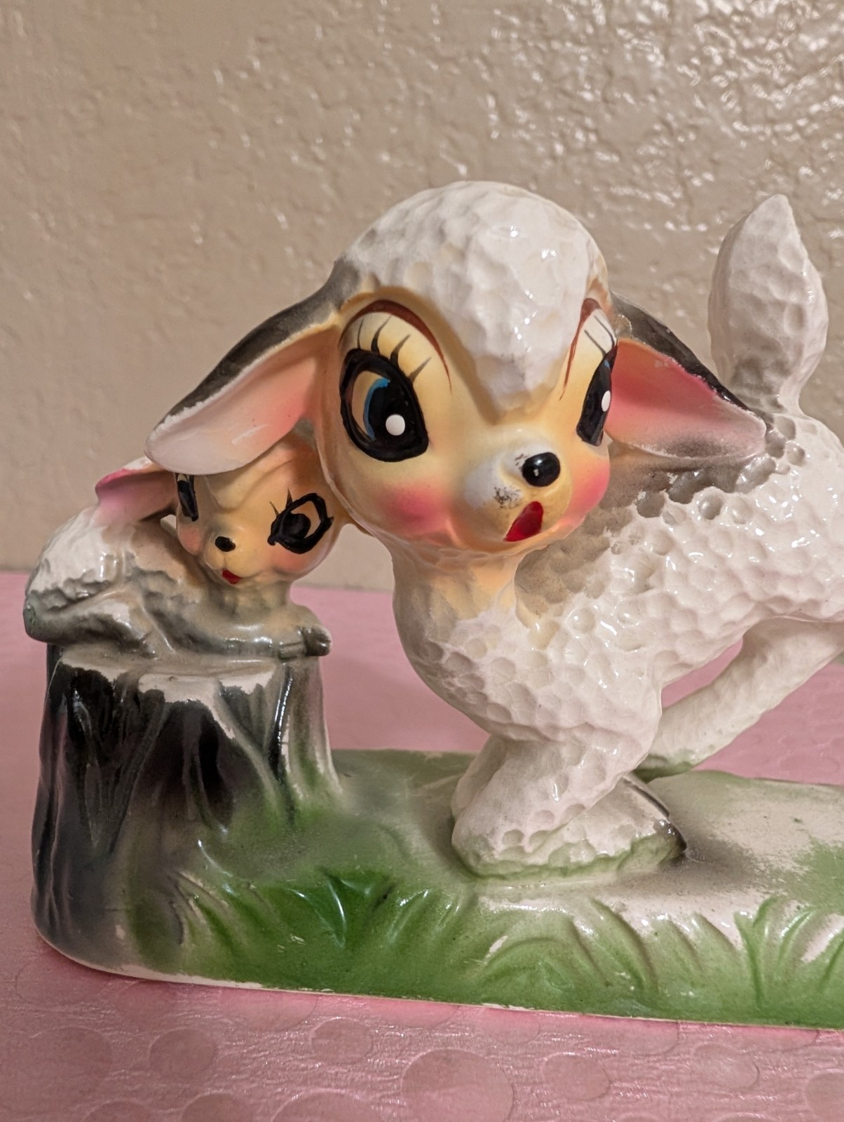 Vintage UCAGCO Japan Anthropomorphic Lamb Figurine Big Eyes Sheep Kitsch 1950s