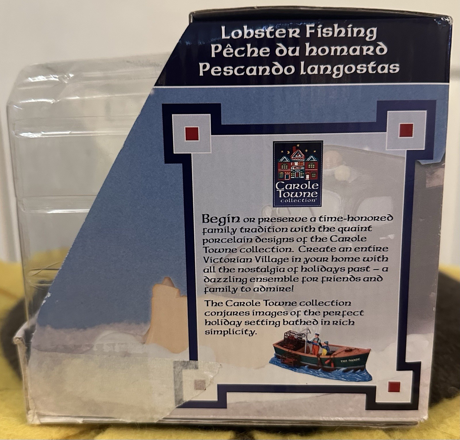Carole Towne Lobster Fishing Porcelain Boat Figurine, Open Boxed *READ*