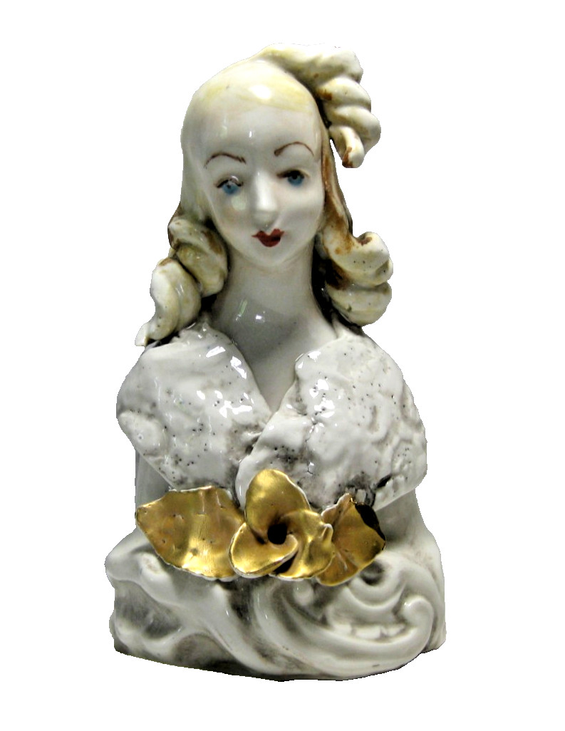 Vintage 1940s Cordey Porcelain Art Bust 6 in Figurine #5011 Victorian Lady