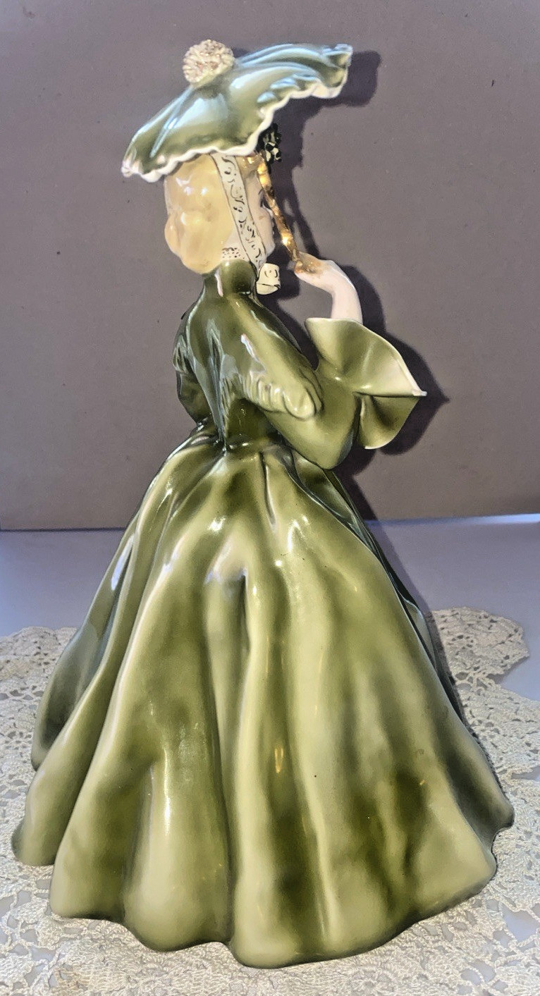 FLORENCE CERAMICS VIVIANE LADY with PARASOL VICTORIAN DRESS 50’s VINTAGE SIGNED