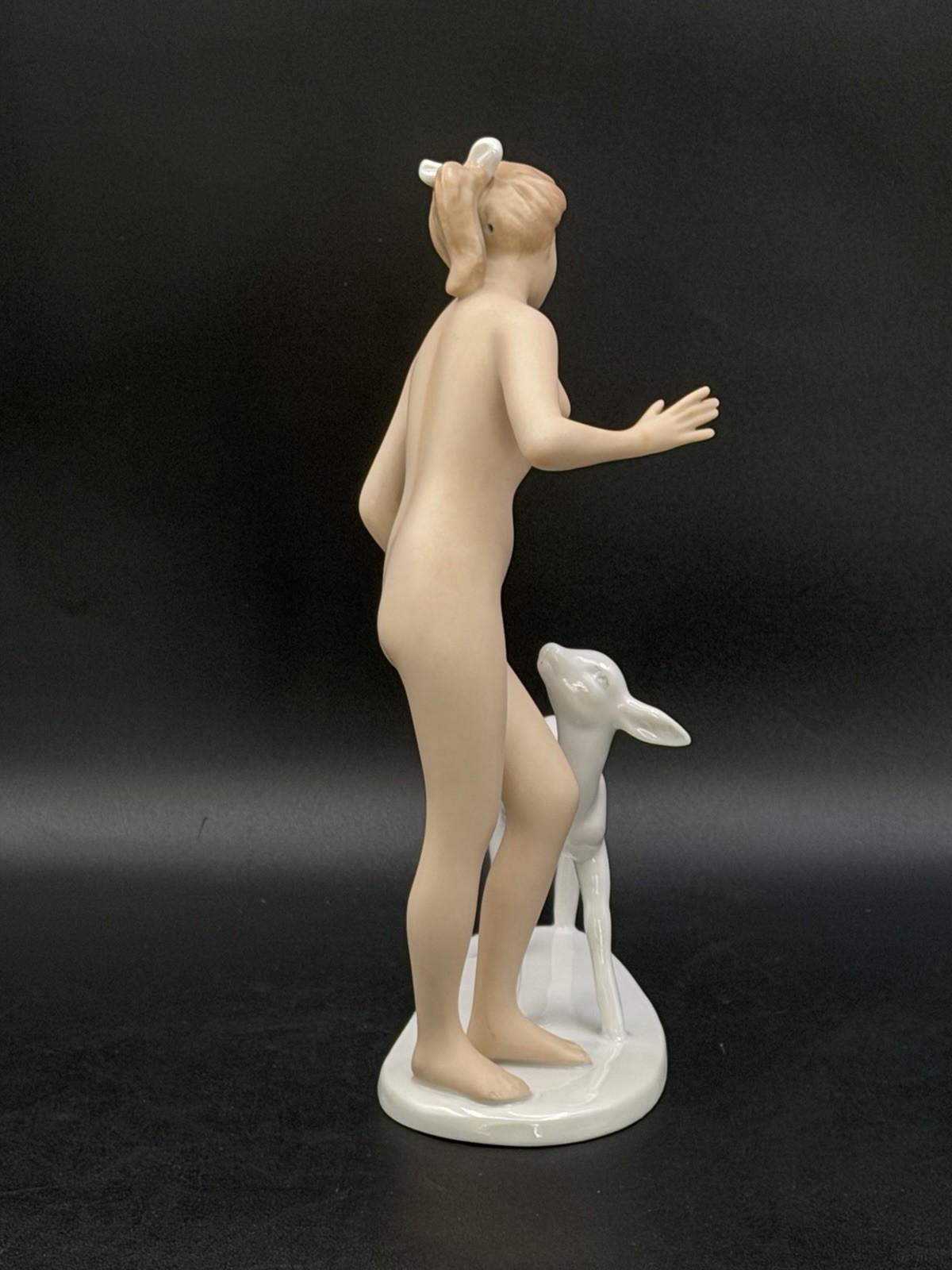 Vtg Wallendorf Porcelain Nude Girl Woman Deer Figurine Art Nouveau 1764 1657