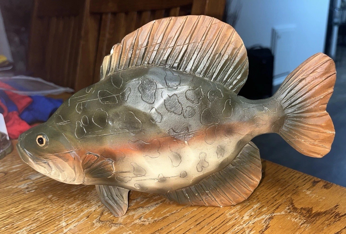 Crappie Hand Painted Resin Fish Figurine 9.5” Long