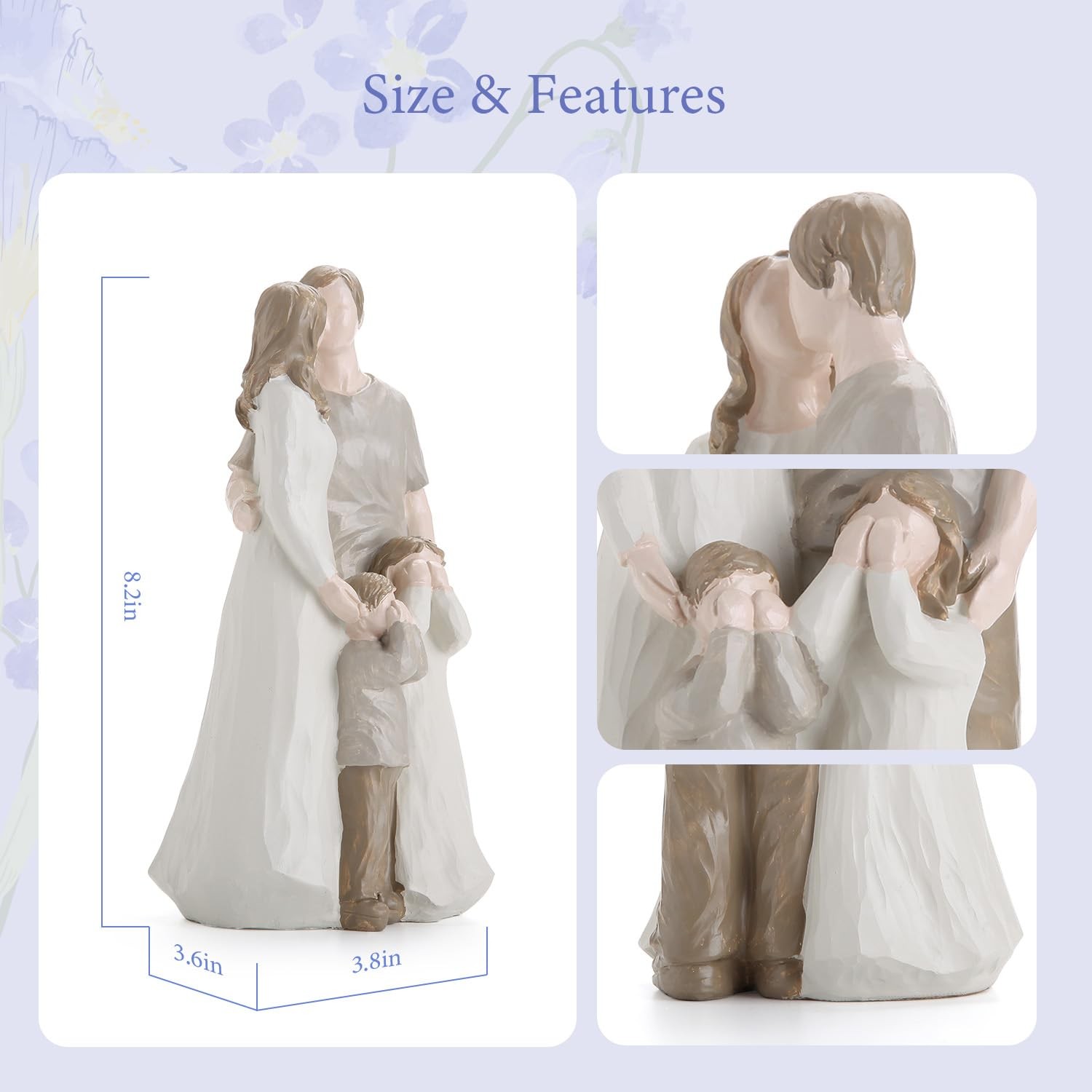Sweet Family Figurine Parent Children Statue White Decorative Home Accent Decor