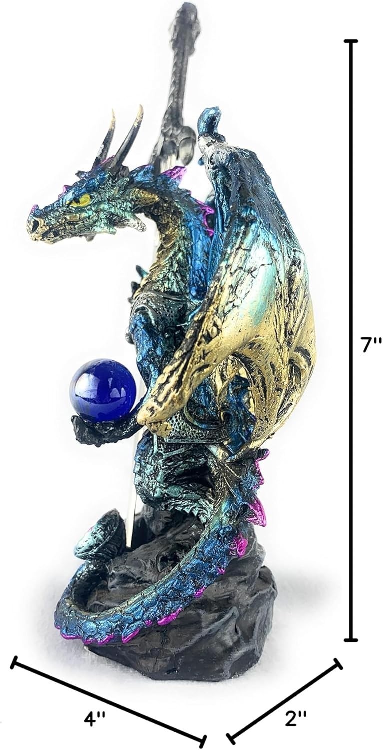 Ain’t It Nice Dragon Statue with Medieval Dragon Sword and Crystal Ball Colle…