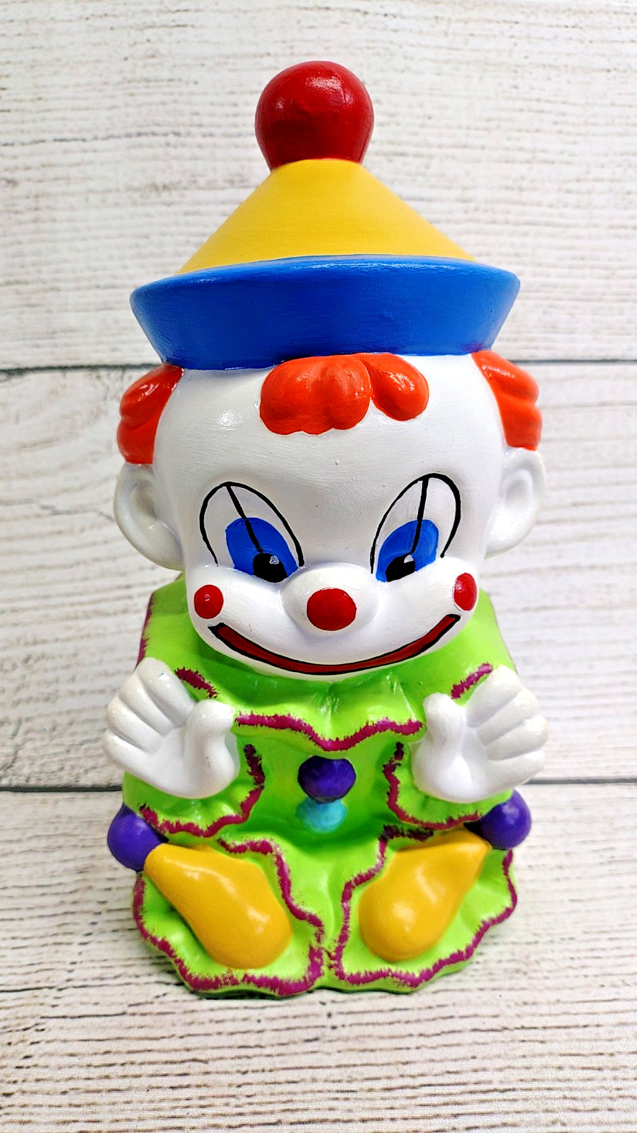 Vintage 1977 Happy Clown Bank Hand-Painted Ceramic Figurine 9.5″ Tall