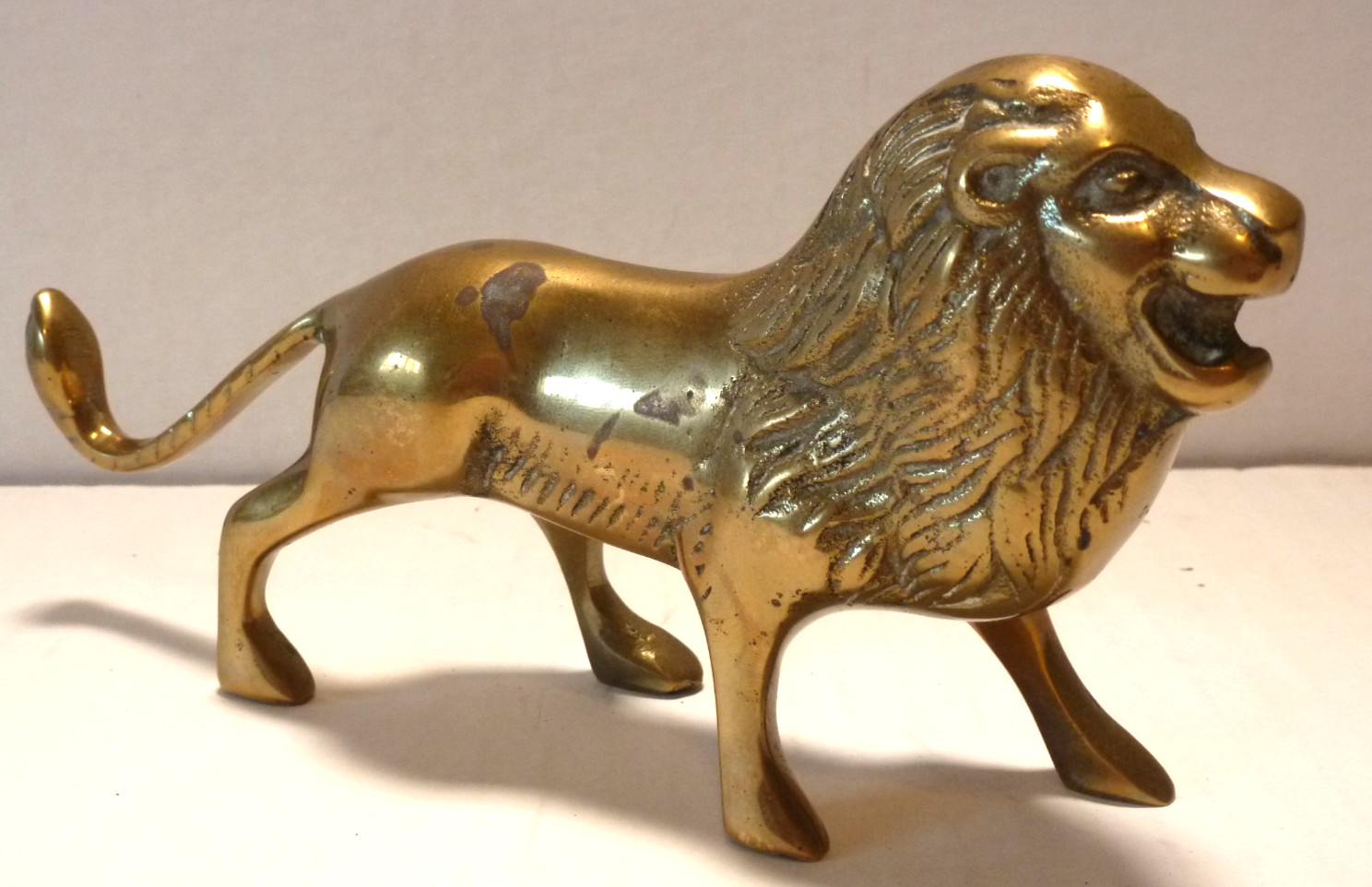 Vintage Solid Heavy Brass Leo Lion Sculpture Statue Figurine King of The Jungle
